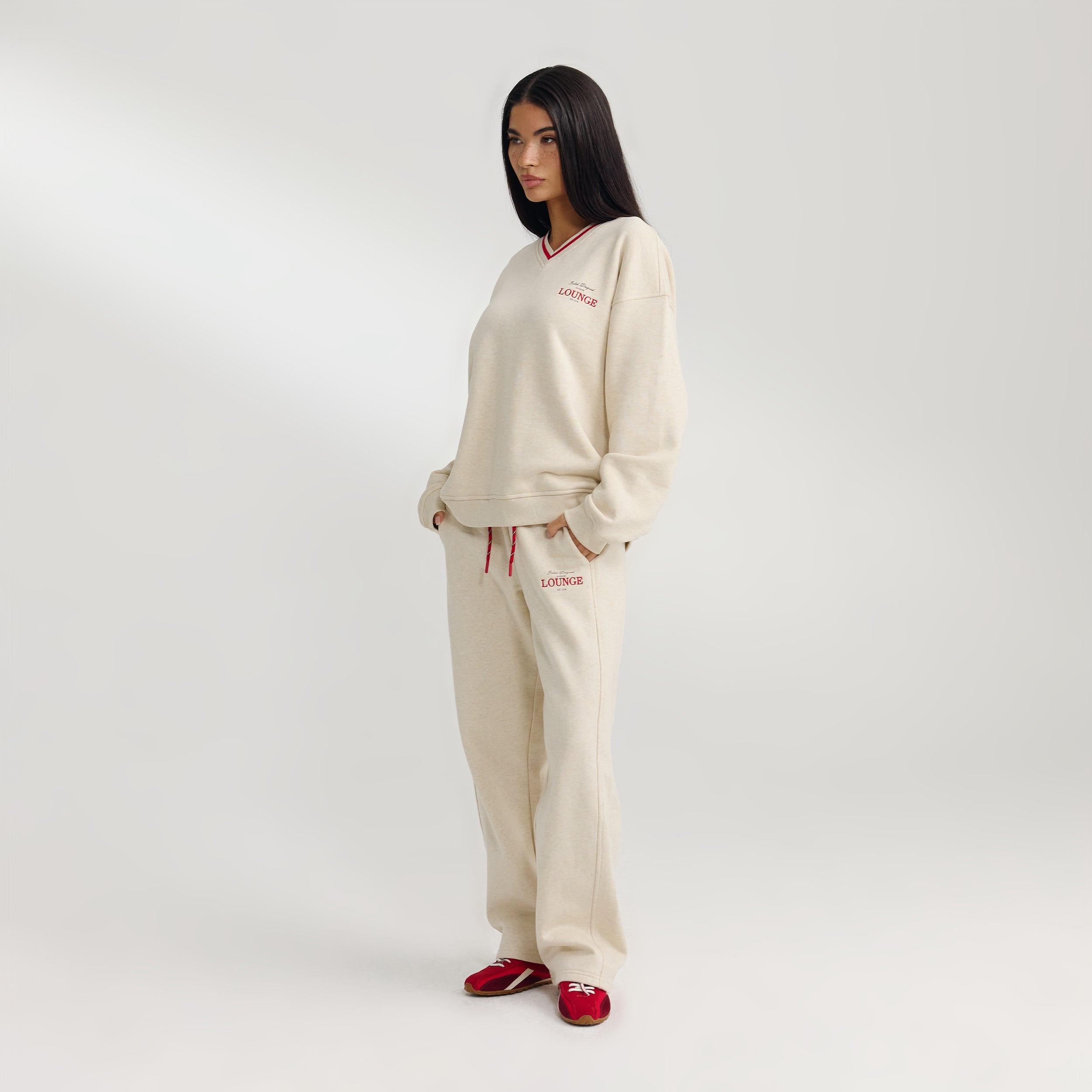 V-Neck Tröja | V-Neck Tröja - Havrefärgad Marl