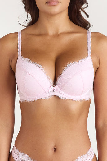 Lace Hög Push-Up BH - Rosa