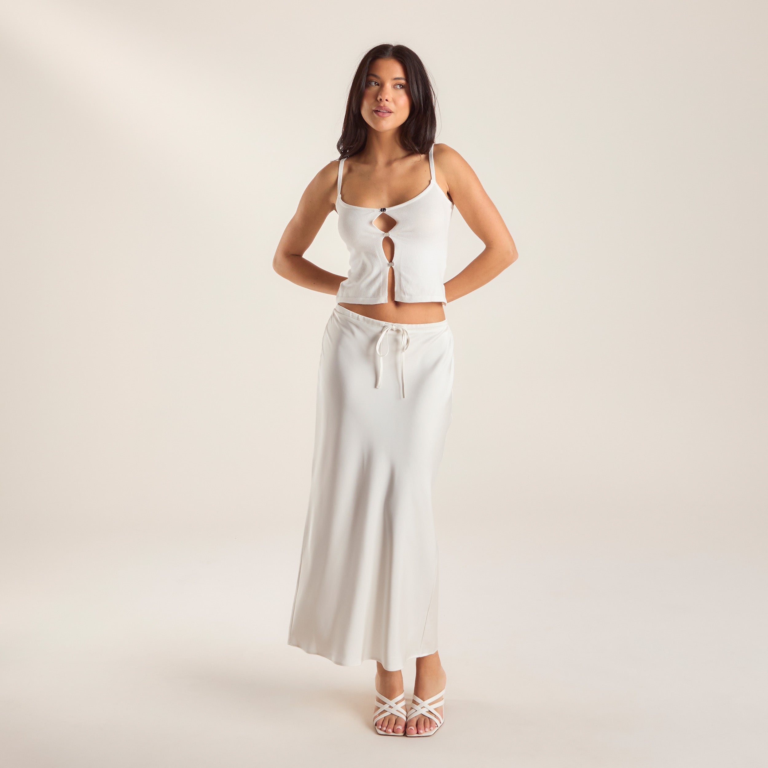 Stickad Cami-topp | Stickad Cami-topp - Naturvit