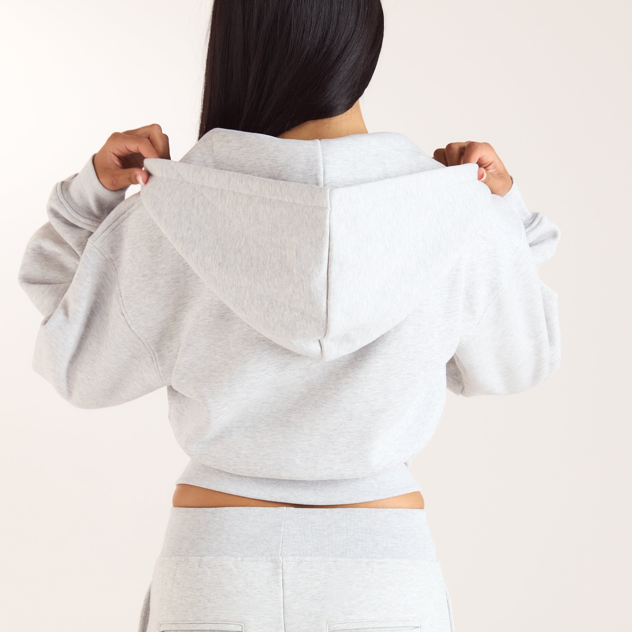 Hoodie med figurnära midja och dragkedja | Hoodie med figurnära midja och dragkedja - Grå