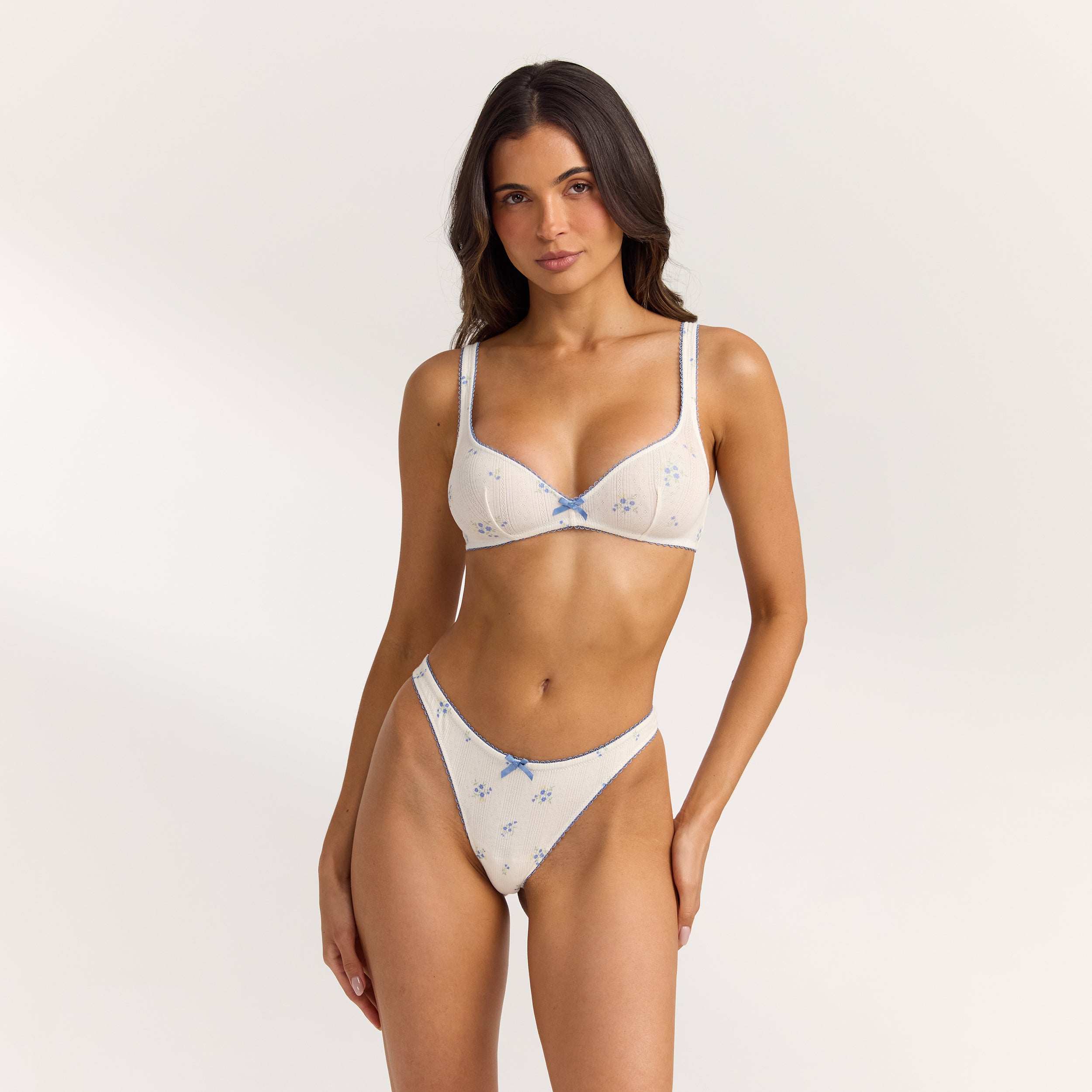 Pointelle Bralette | Pointelle Bralette - Ditsy Blommigt Tryck