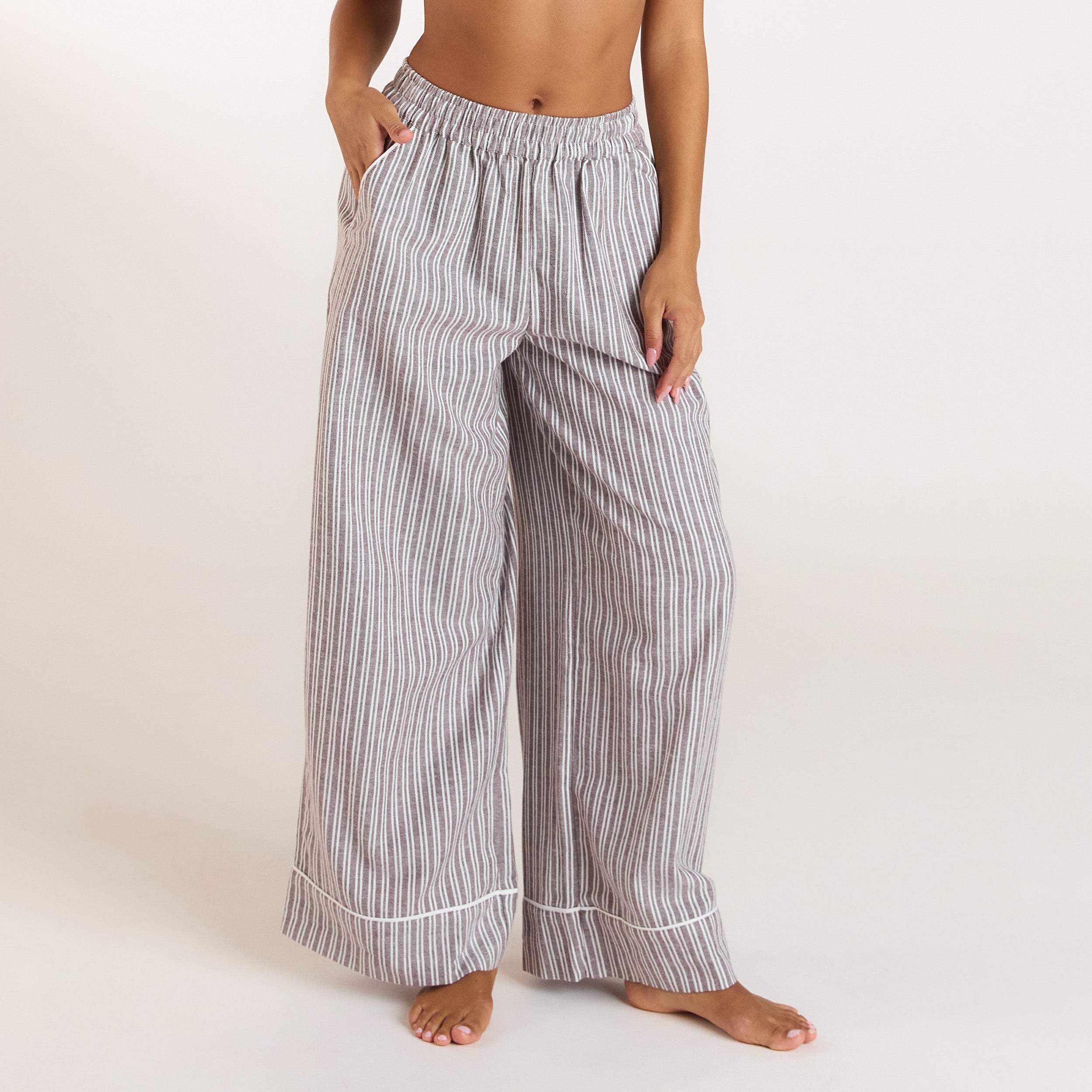 Stripe Pyjamabyxor - Choklad