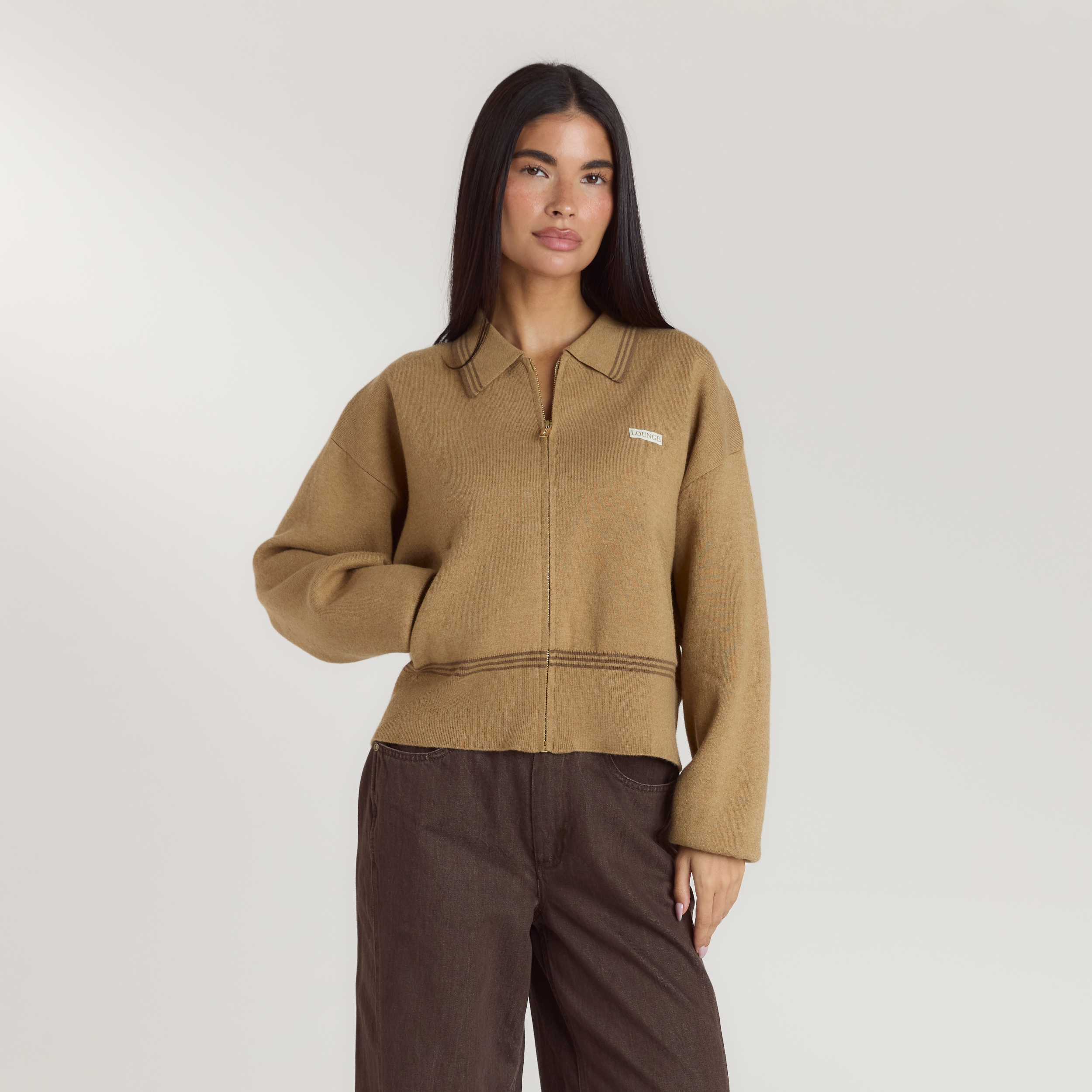 Stickad Jacka | Stickad Jacka - Tan