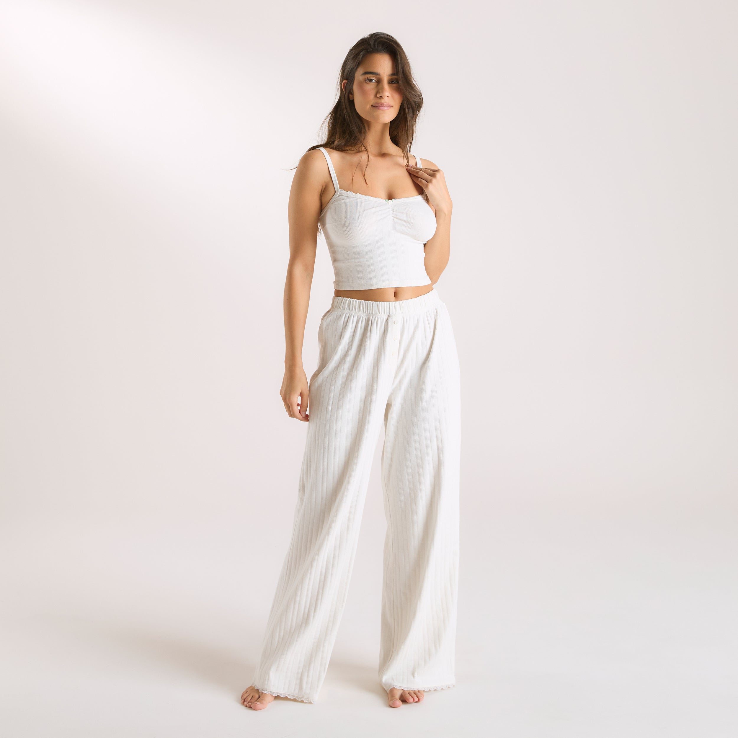 Pointelle Pyjamabyxor | Pointelle Pyjamabyxor - Krämfärgad