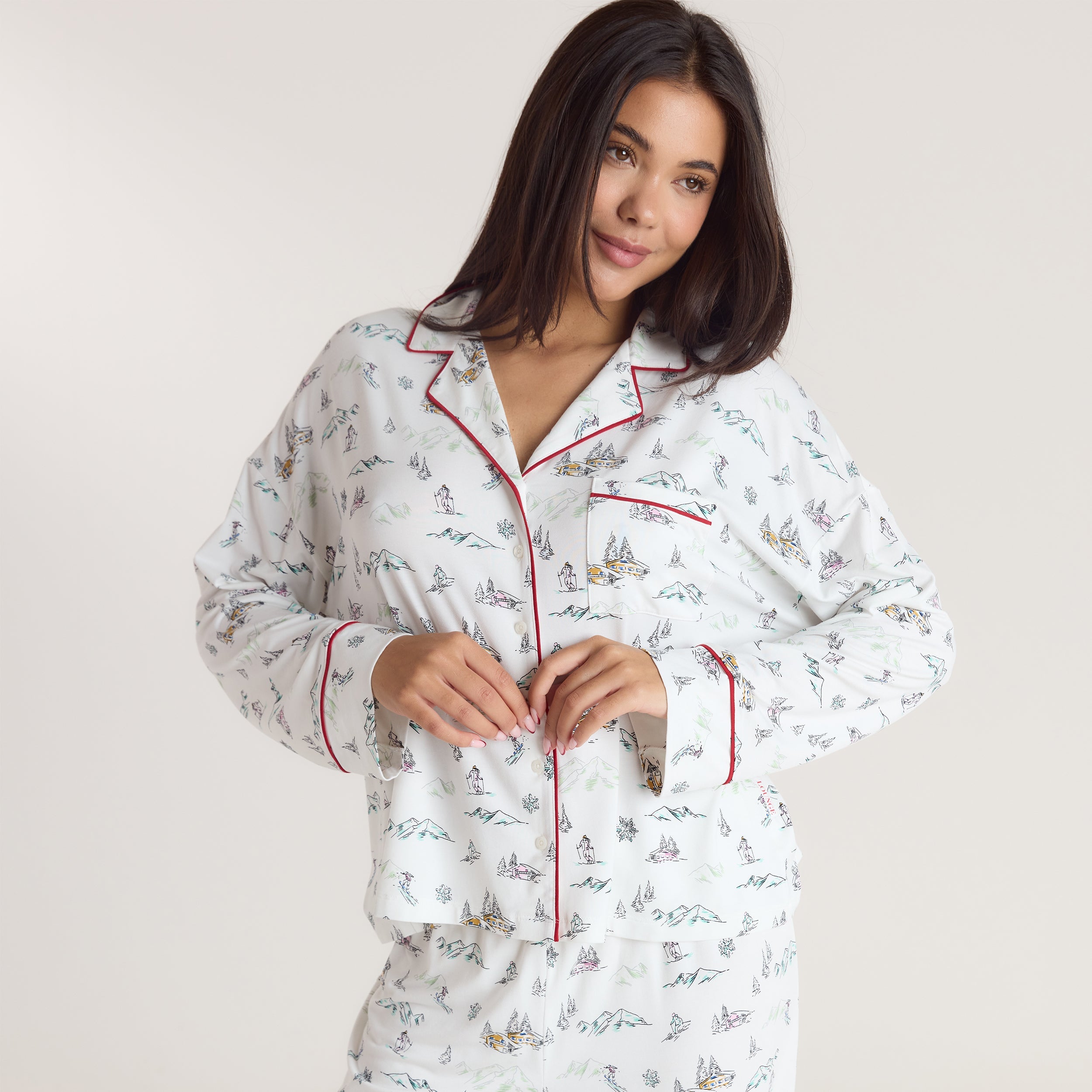 Alpine Dreams Pyjamaskjorta | Alpine Dreams Pyjamaskjorta - Skidtryck
