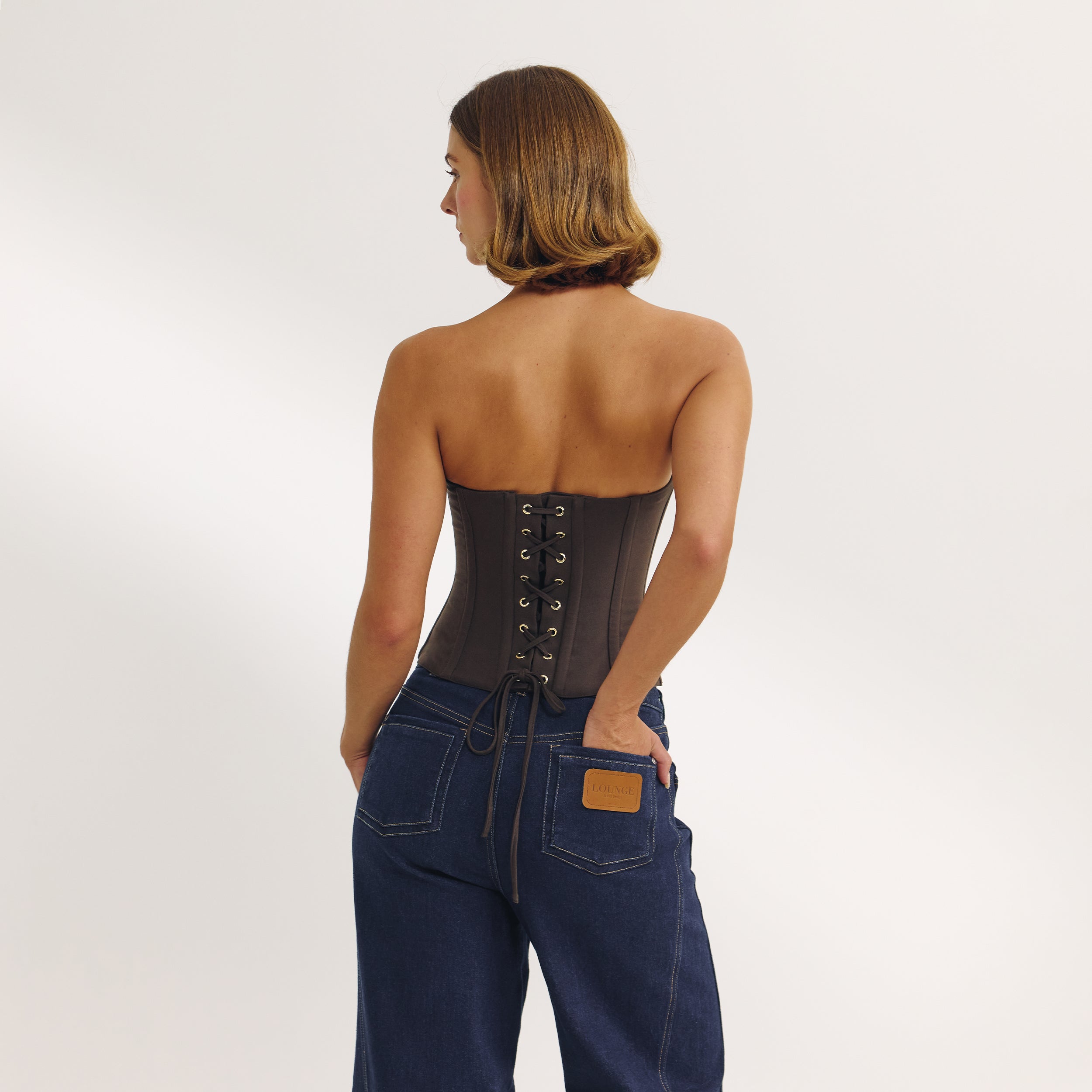 Bandeau Corset Top | Bandeau Corset Top - Mörkbrun