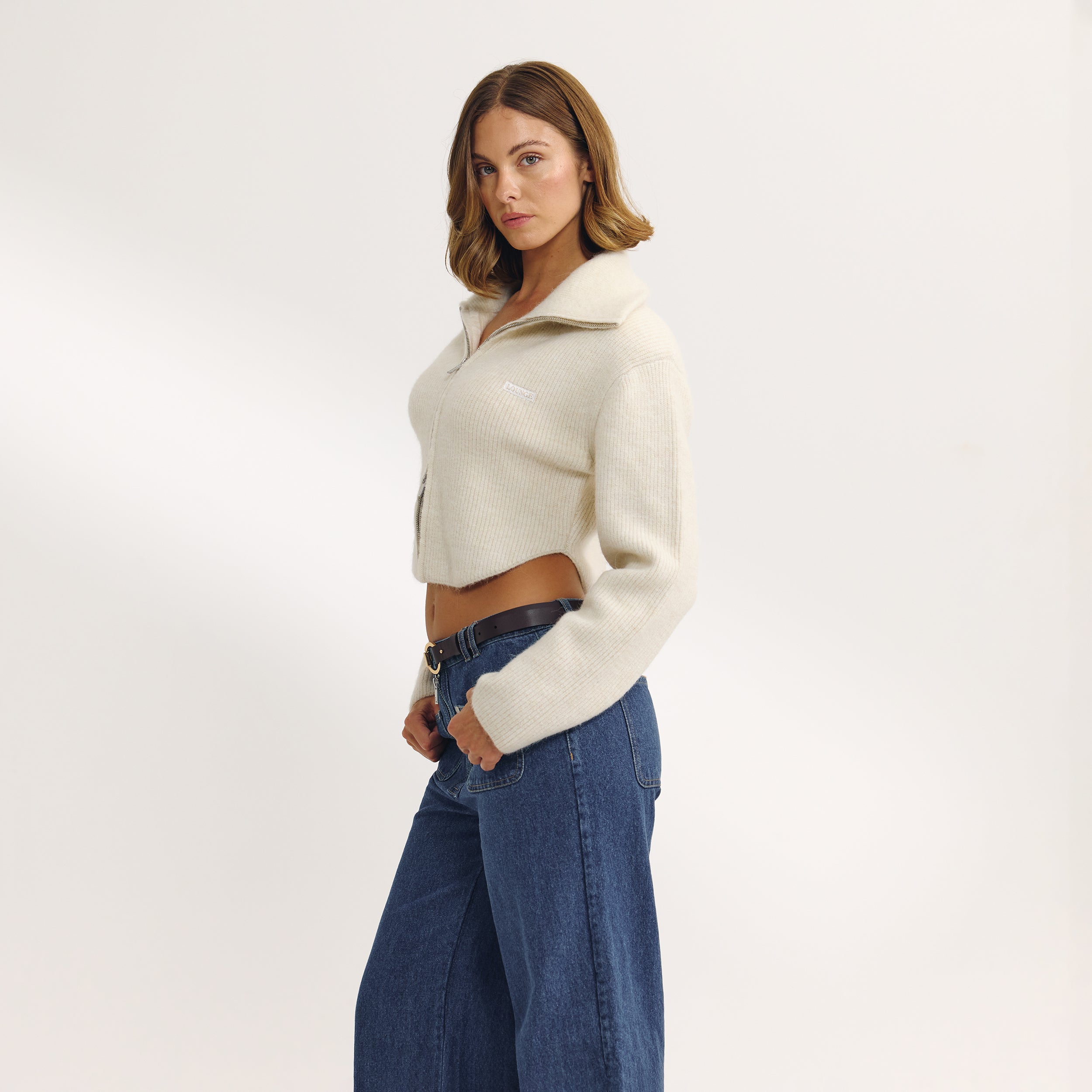 Stickad Jacka med struktur | Stickad Jacka med struktur - Krämfärgad