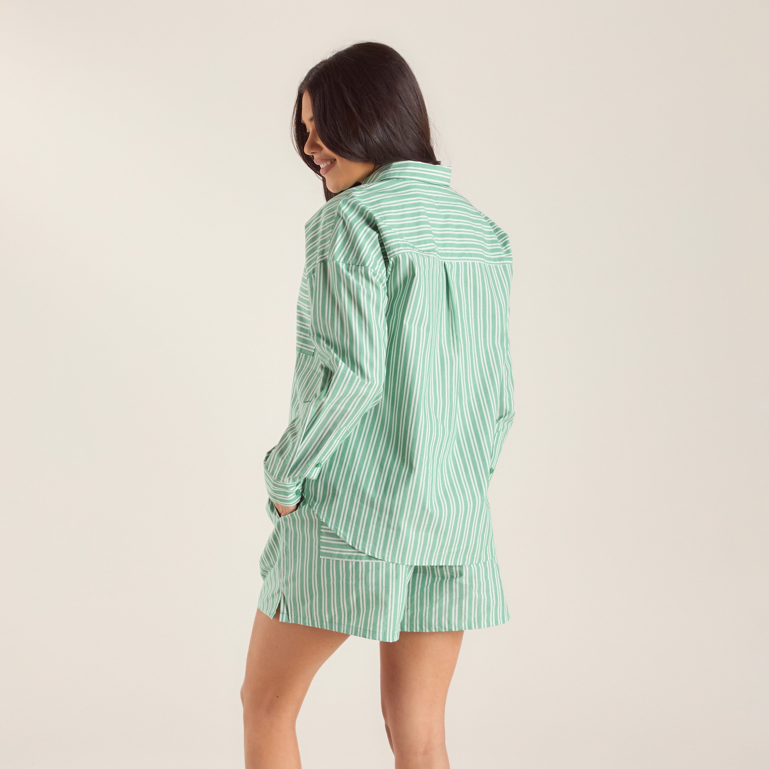 Oversized Pinstripe Skjorta | Oversized Pinstripe Skjorta - Grön