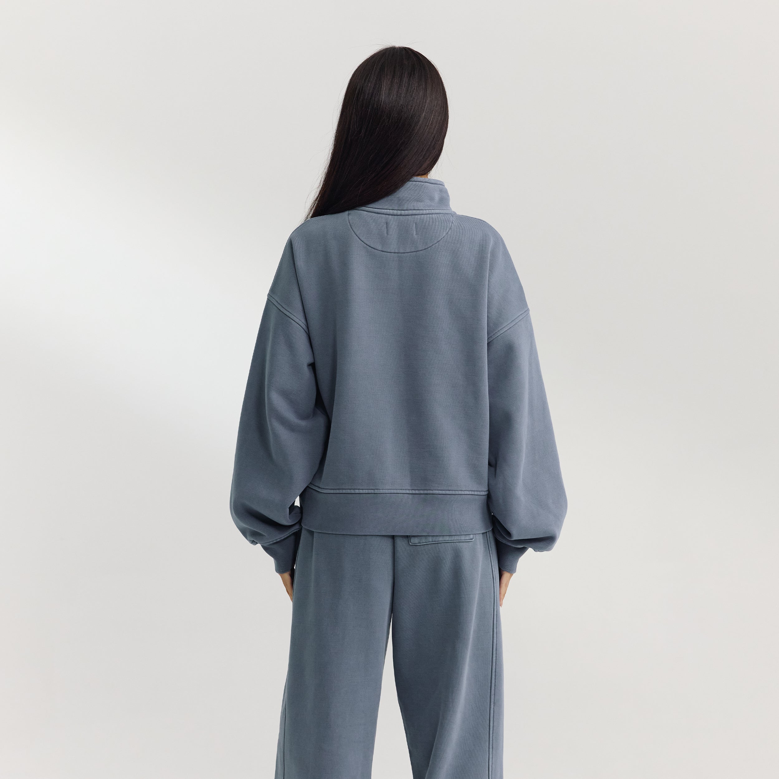 Tröja med Kvart Dragkedja | Tröja med Kvart Dragkedja - Tvättad Blå