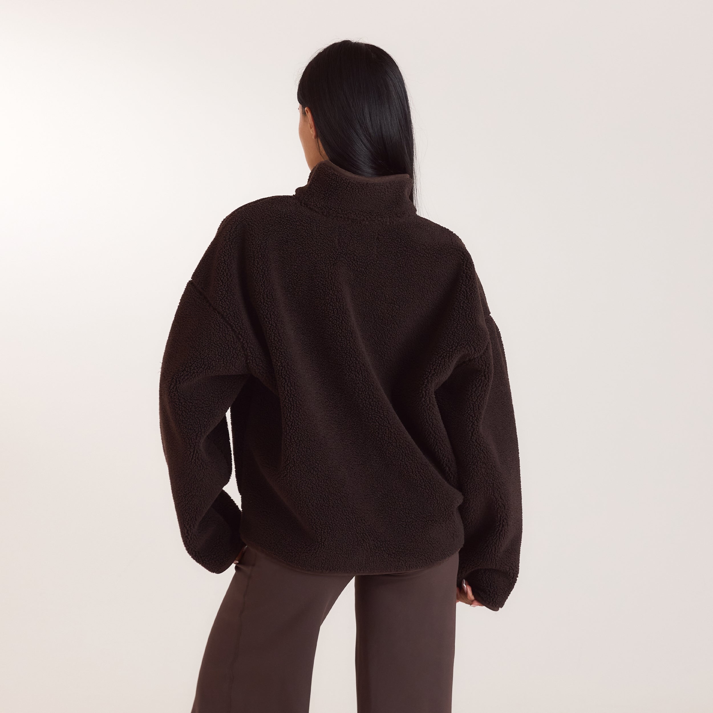 Teddy-Fleece jacka med dragkedja | Teddy-Fleece jacka med dragkedja - Choklad