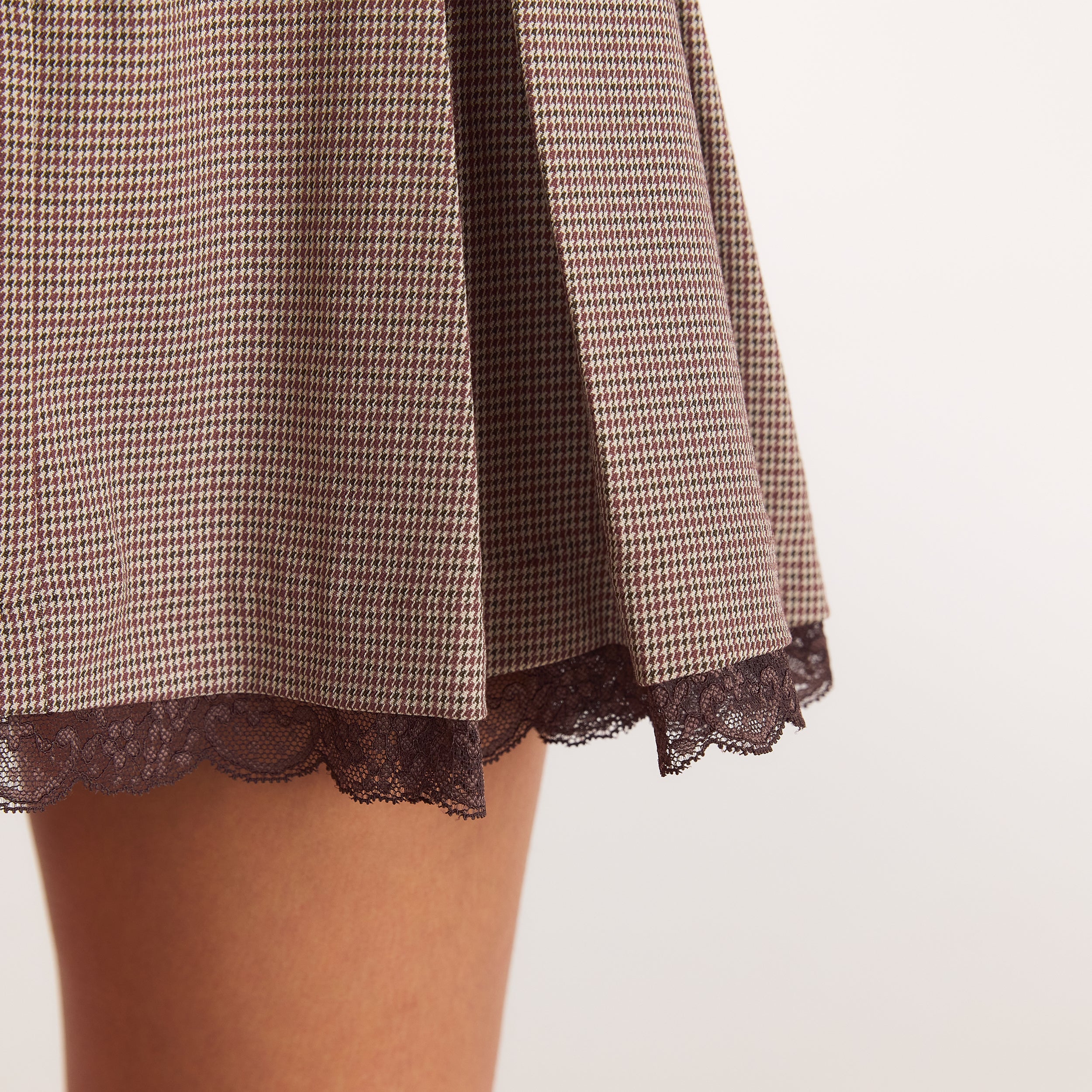 Plisserad skort | Plisserad skort - Rutig Brun