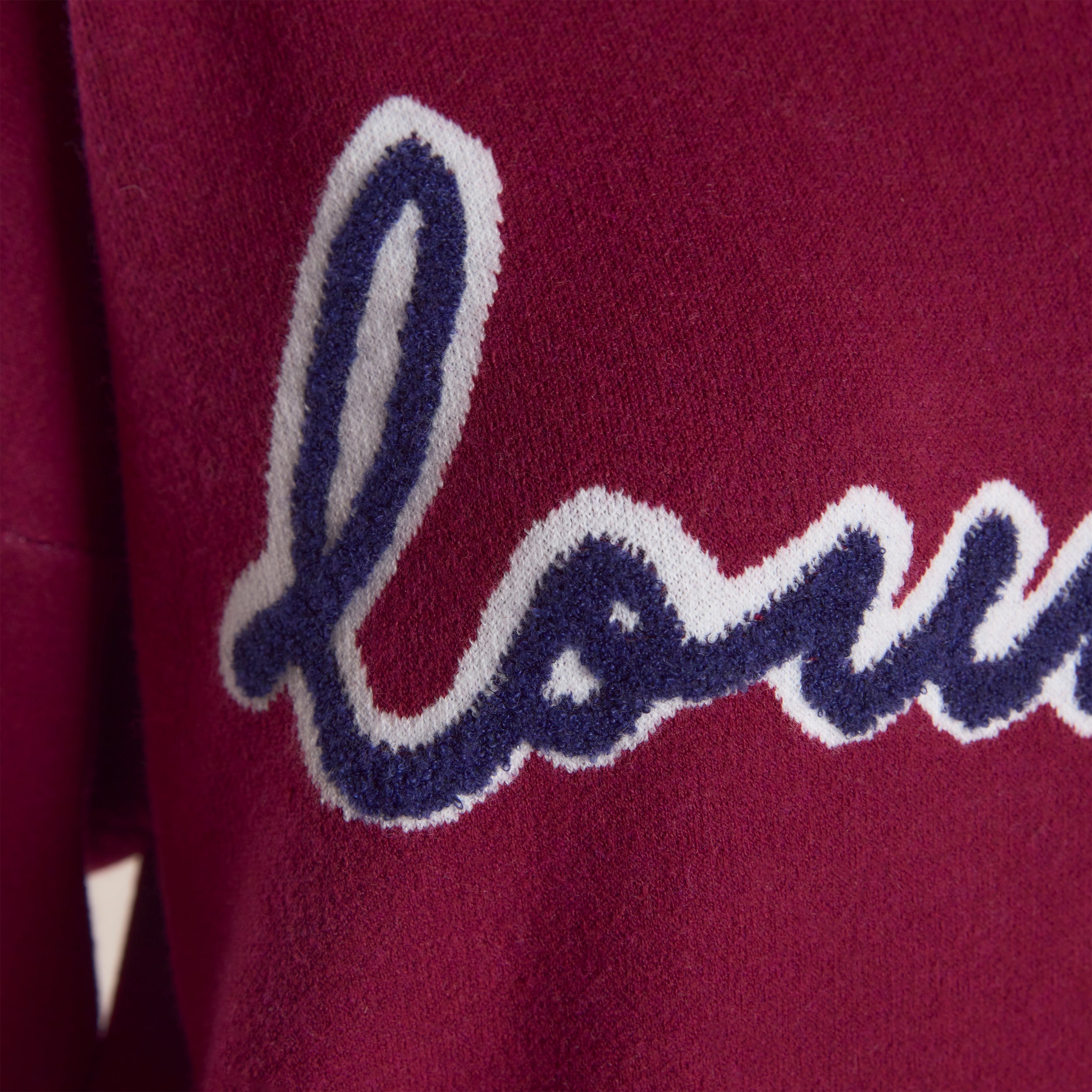 Logo Stickad Rundhalsad Tröja | Logo Stickad Rundhalsad Tröja - Vinröd