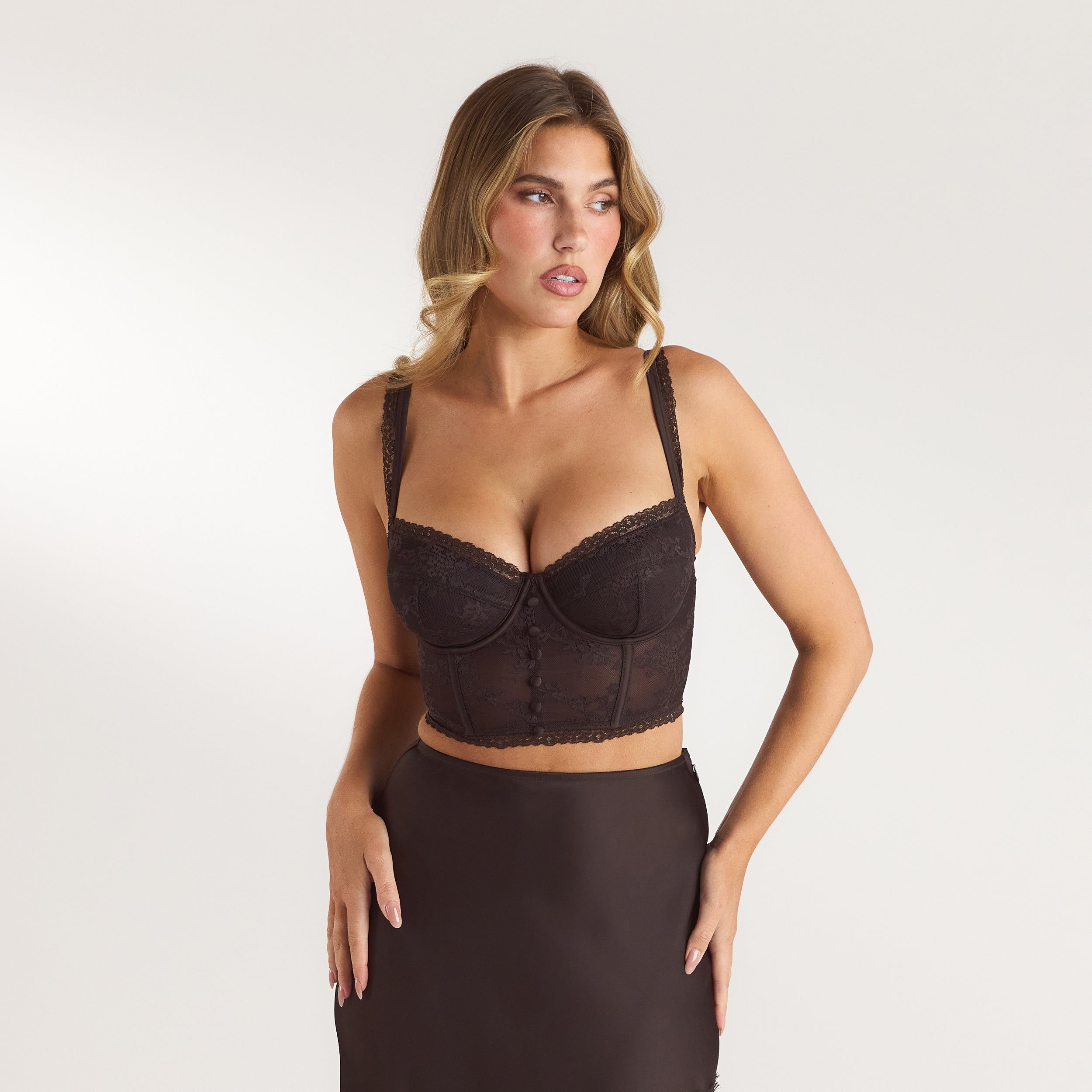 Lace Bralette Top | Lace Bralette Top - Choklad