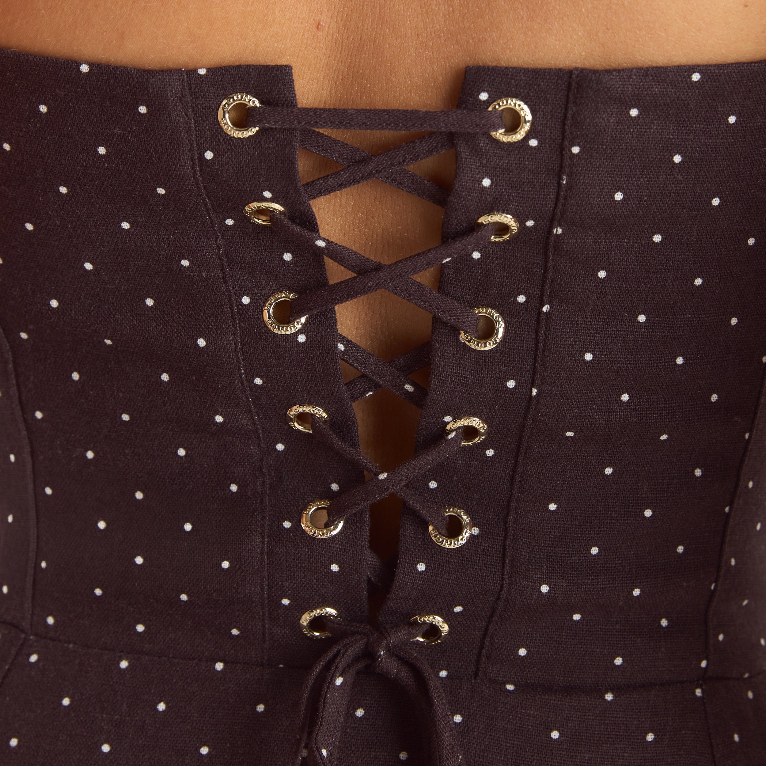 Lace Trim Maxiklänning | Lace Trim Maxiklänning - Chocolate Polka Dot