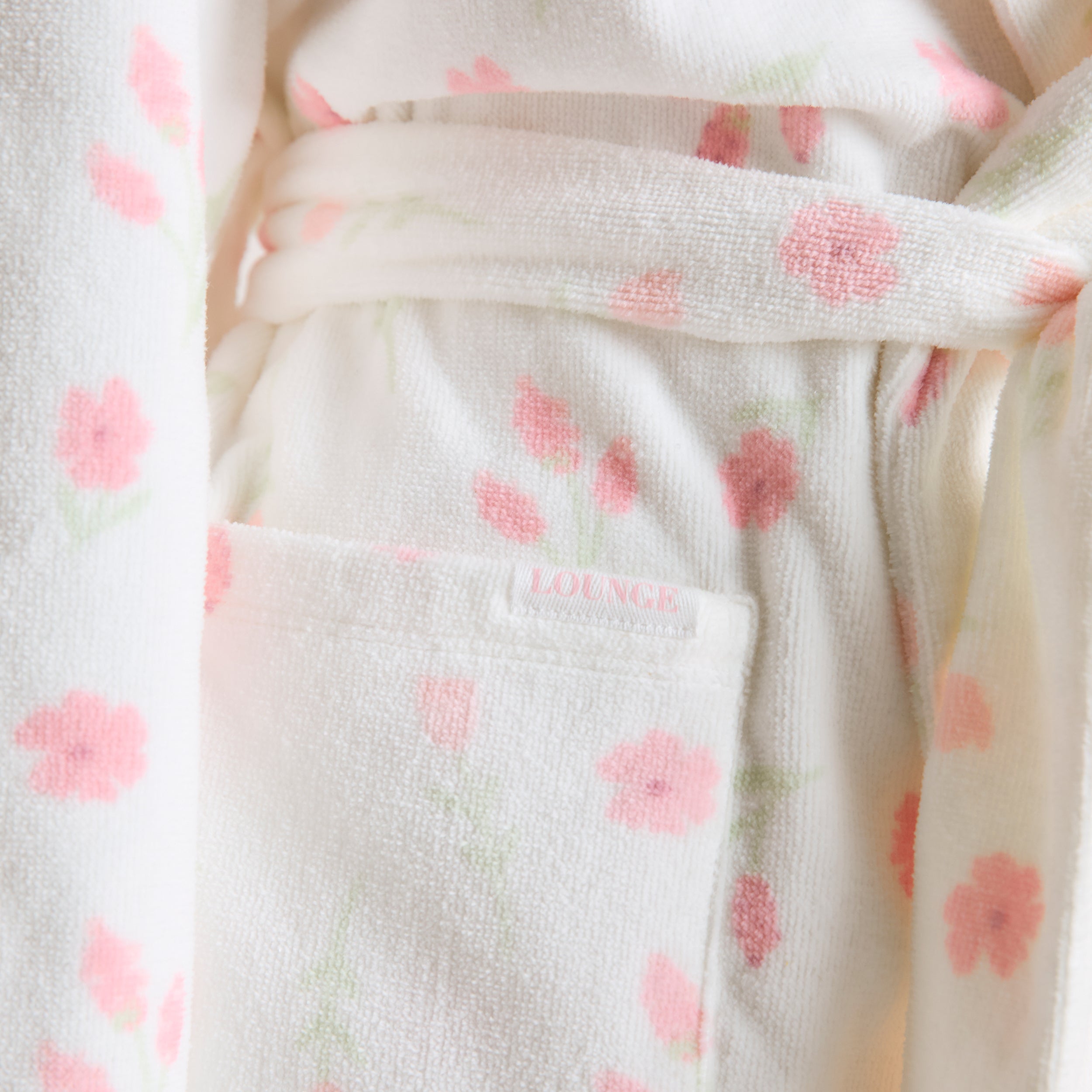 Kort Towelling Morgonrock | Kort Towelling Morgonrock - Blommigt Tryck