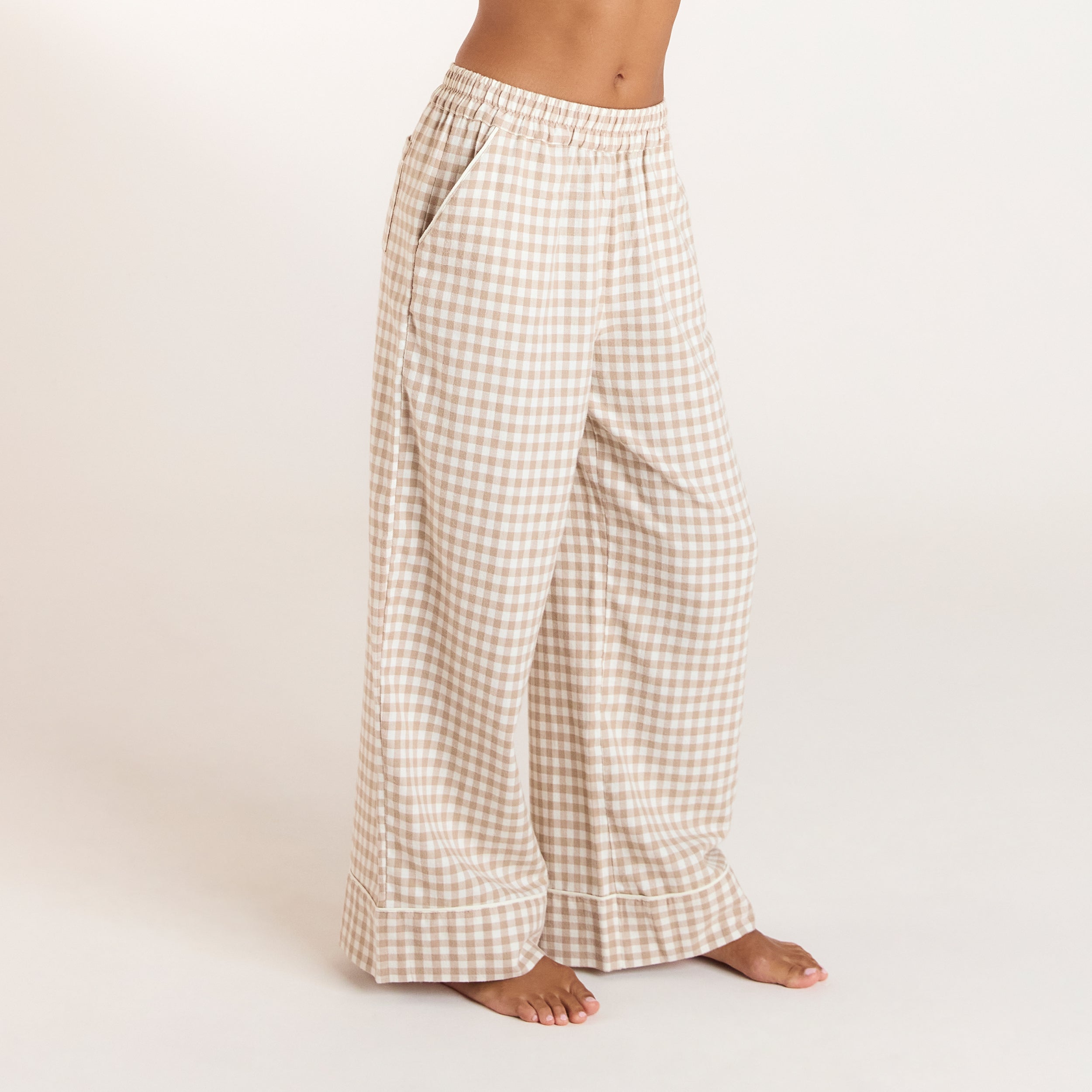 Gingham Pyjamabyxor - Beige