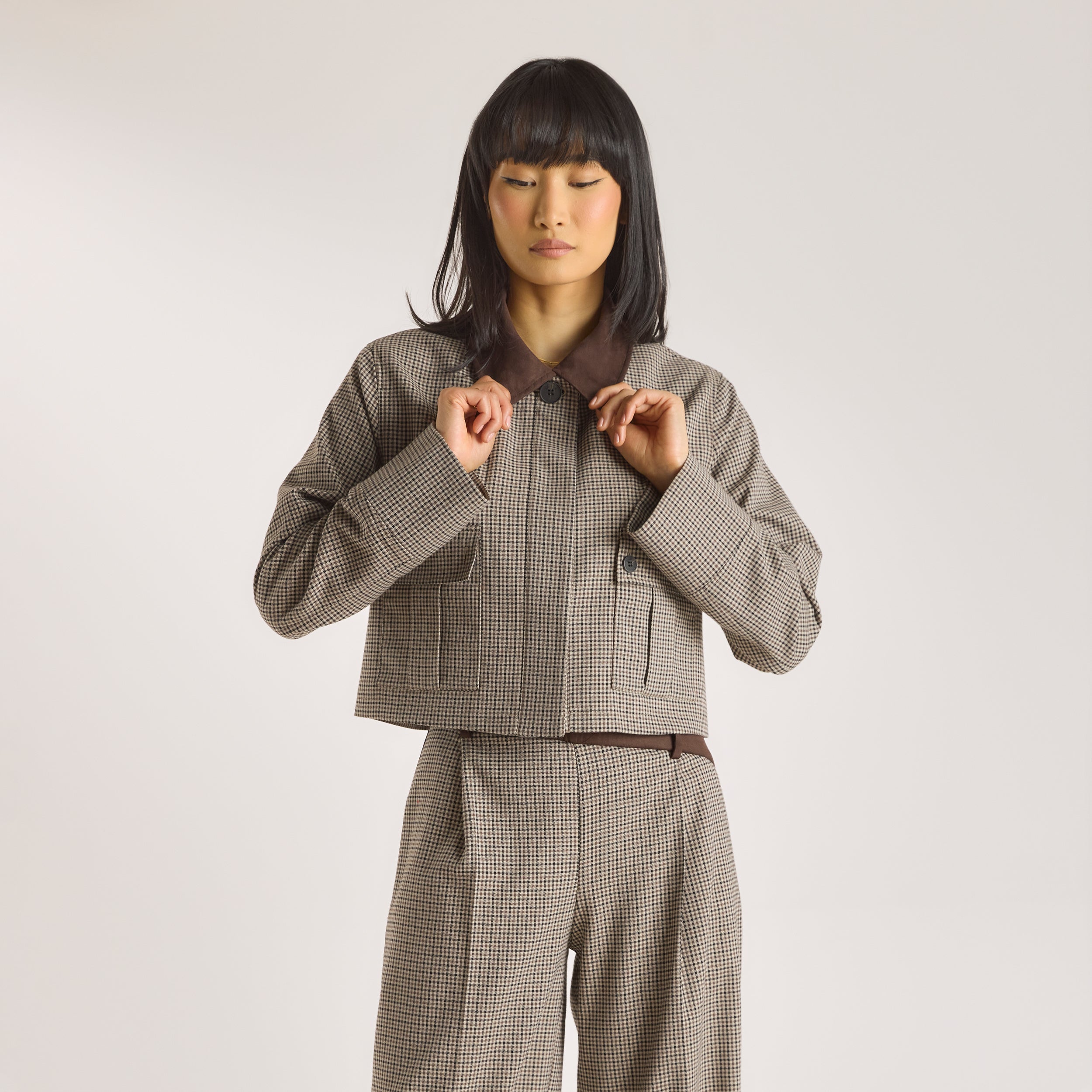 Houndstooth Jacket  | Houndstooth Jacket - Brun