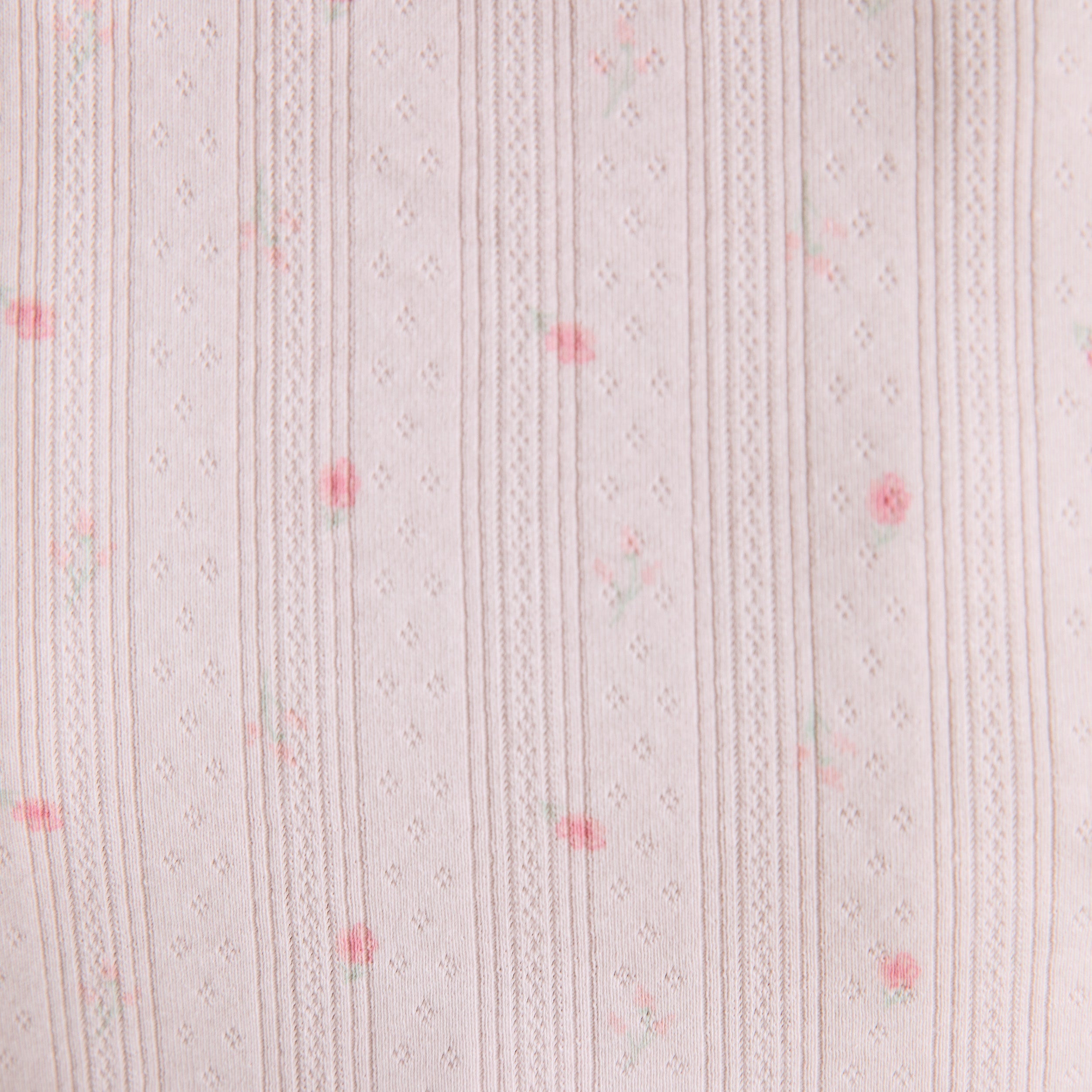 Pointelle Pyjamatopp | Pointelle Pyjamatopp - Blommig Rosa