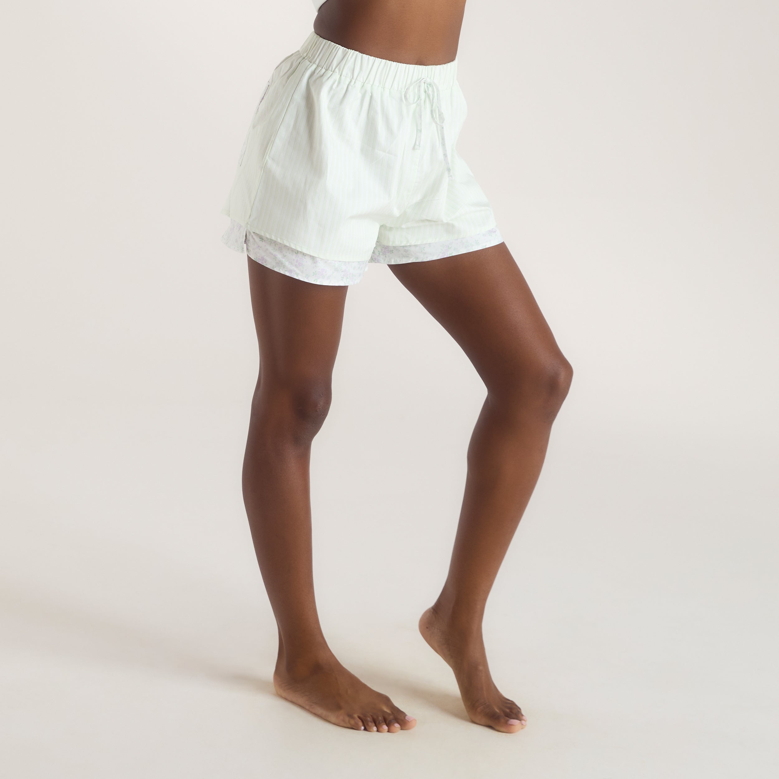 Bloom & Stripe Pyjama Shorts | Bloom & Stripe Pyjama Shorts - Salviagrön