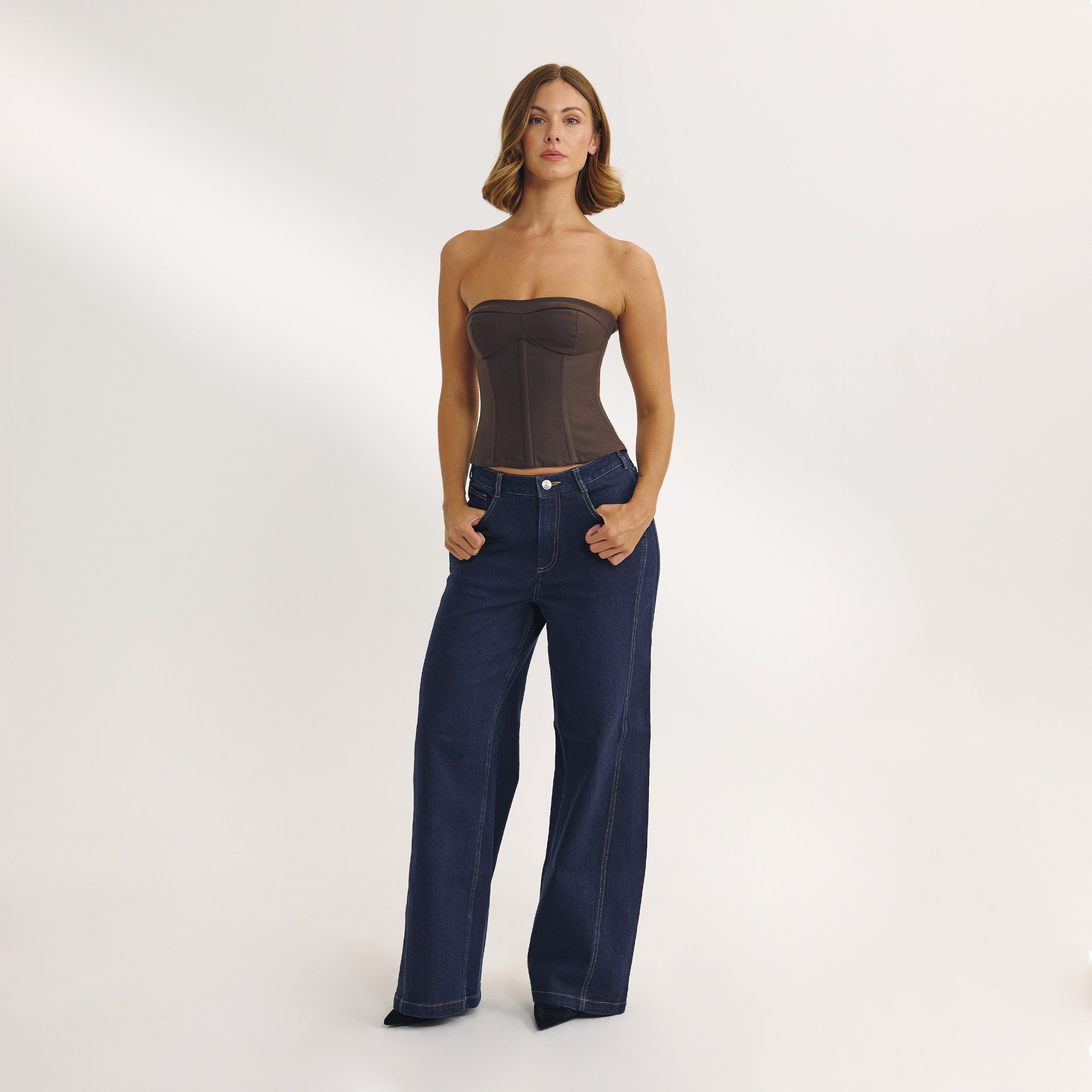 Bandeau Corset Top | Bandeau Corset Top - Mörkbrun