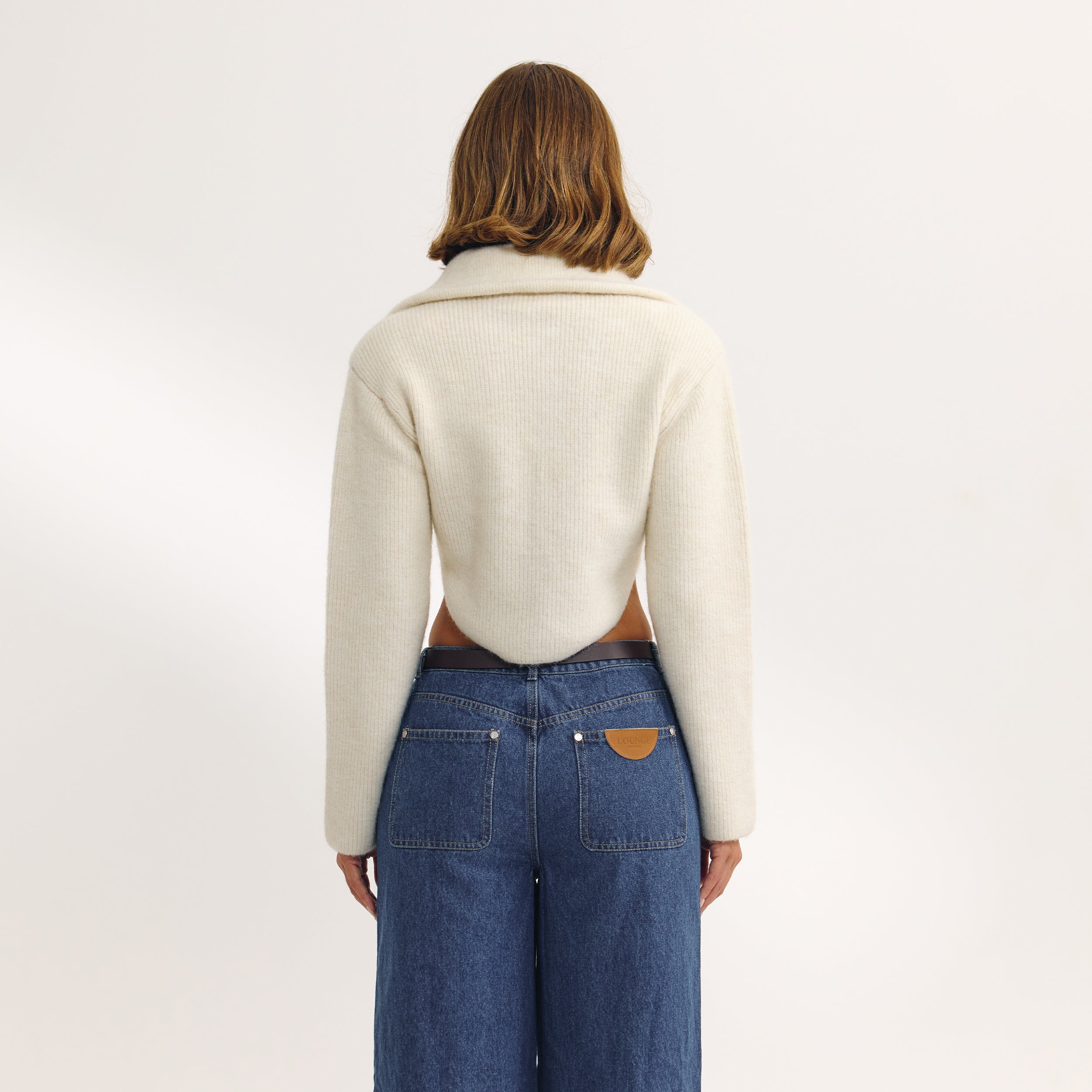 Stickad Jacka med struktur | Stickad Jacka med struktur - Krämfärgad