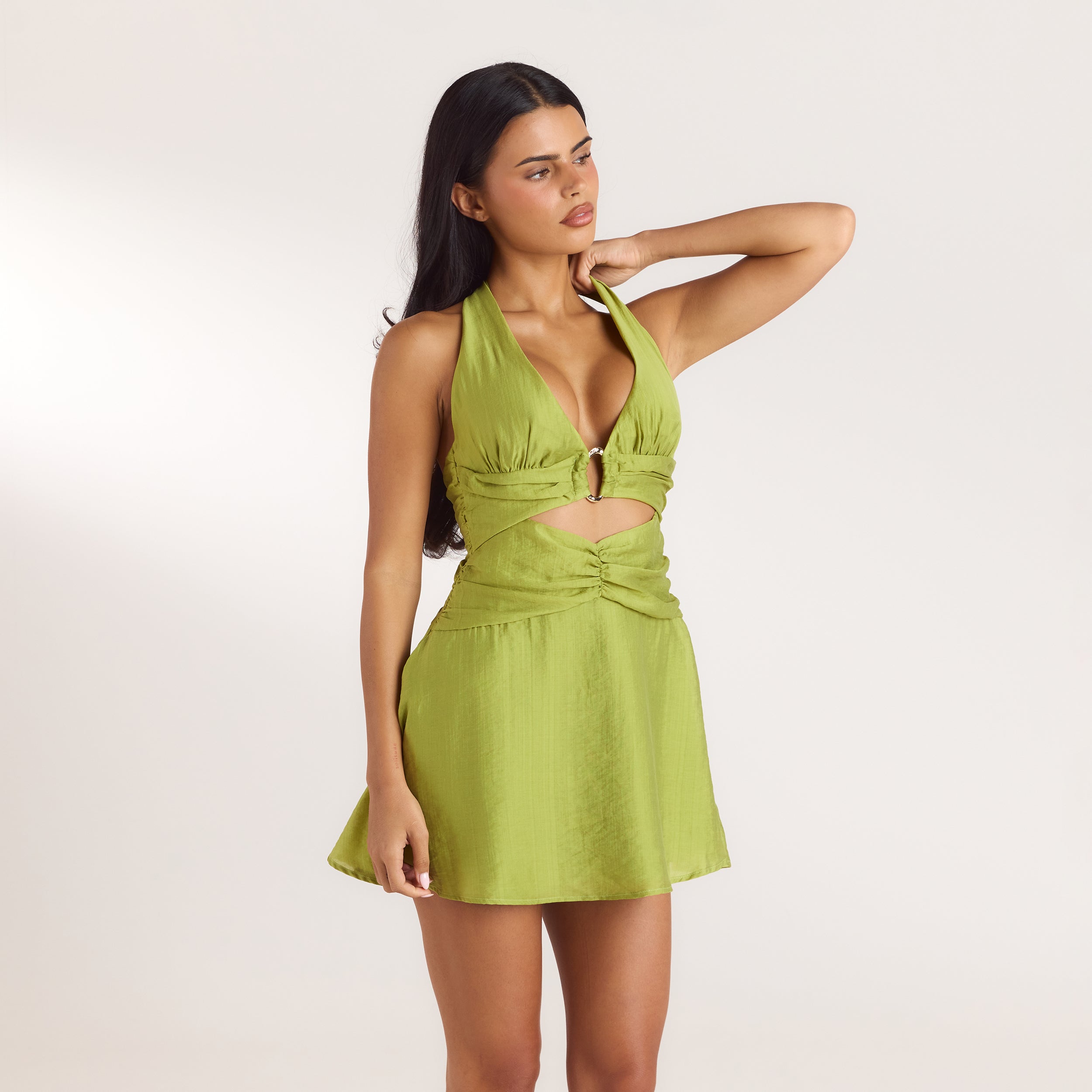 Miniklänning i Tencel | Miniklänning i Tencel - Limegrön