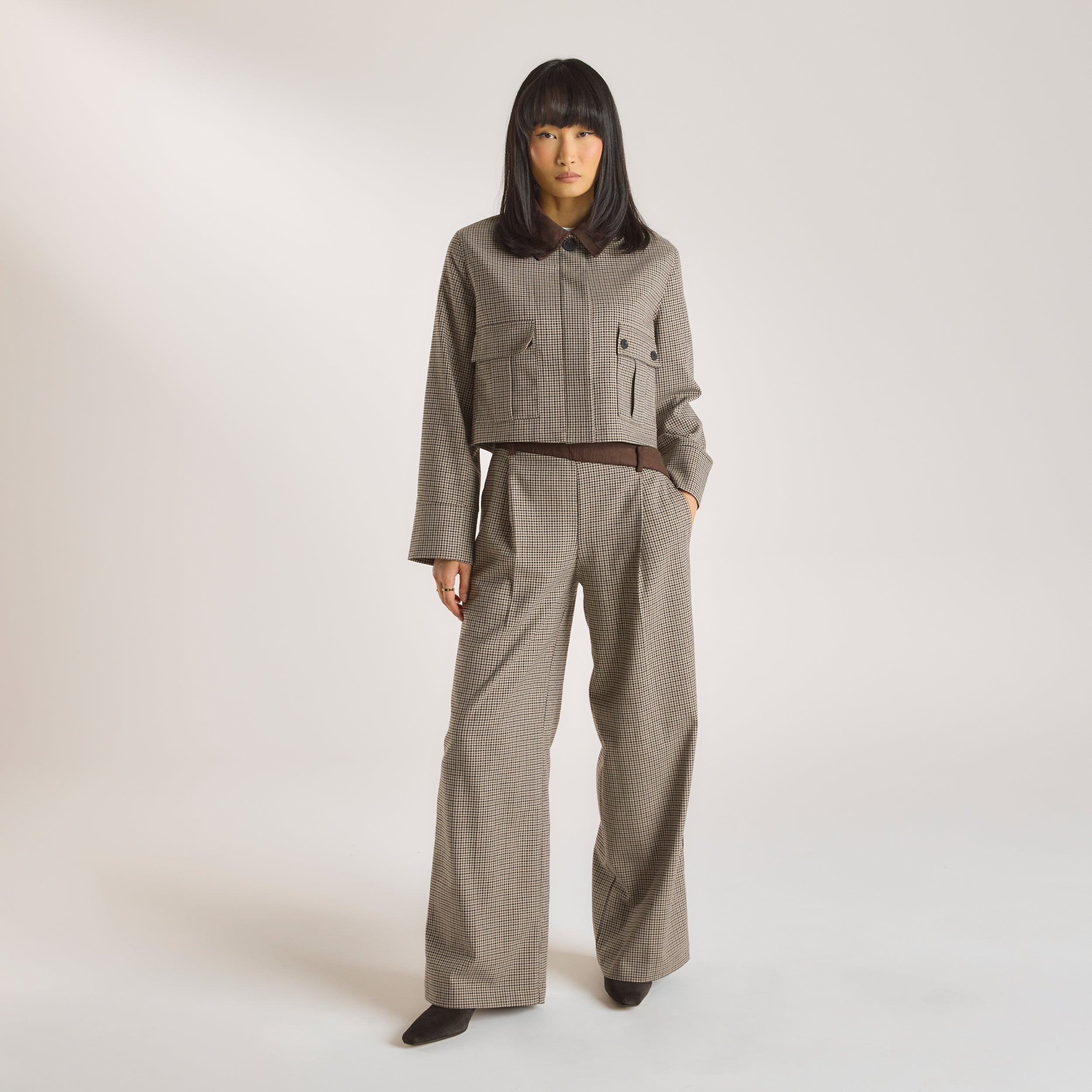 Houndstooth Byxor | Houndstooth Byxor - Brun