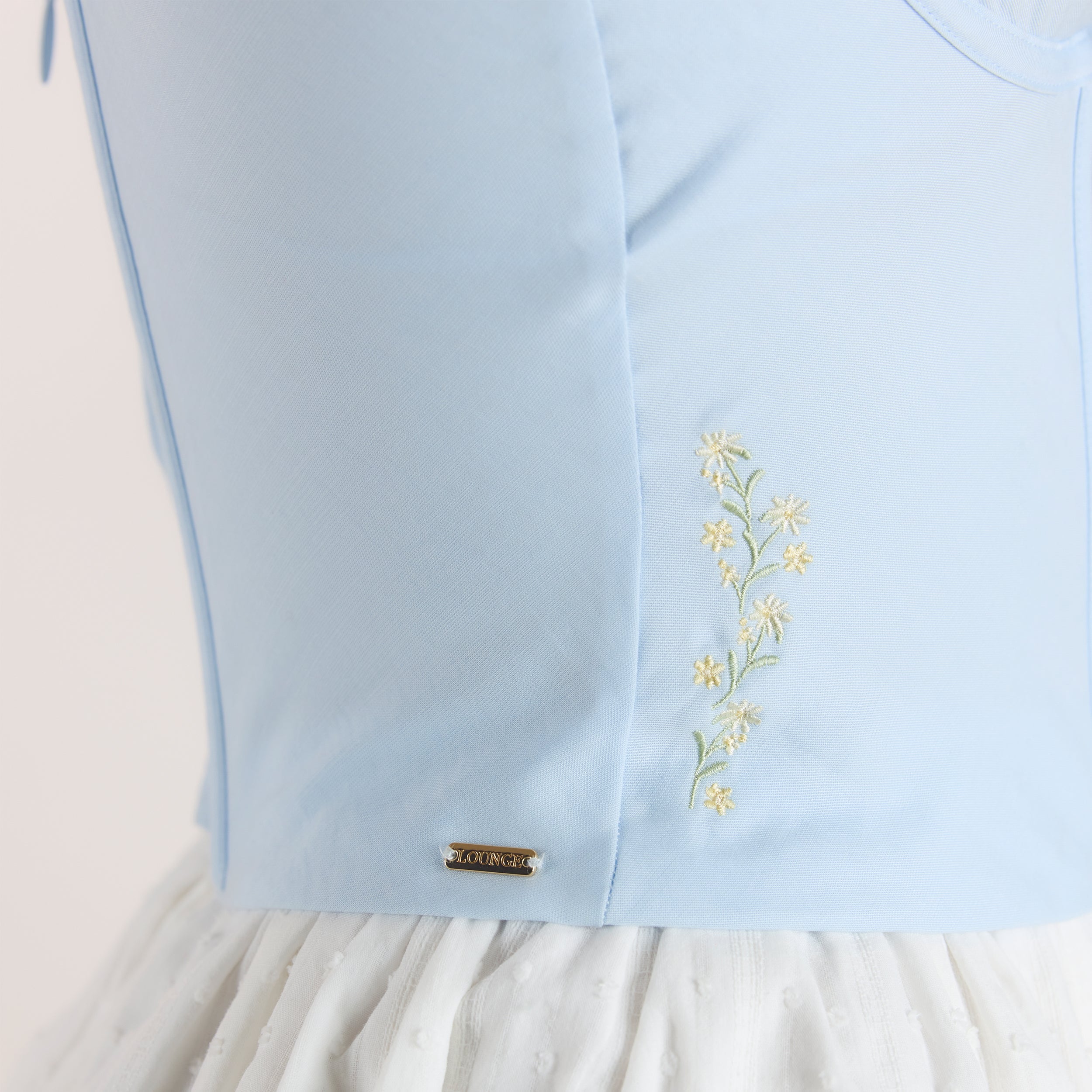 Broderad Korsettop | Broderad Korsettop - Blå