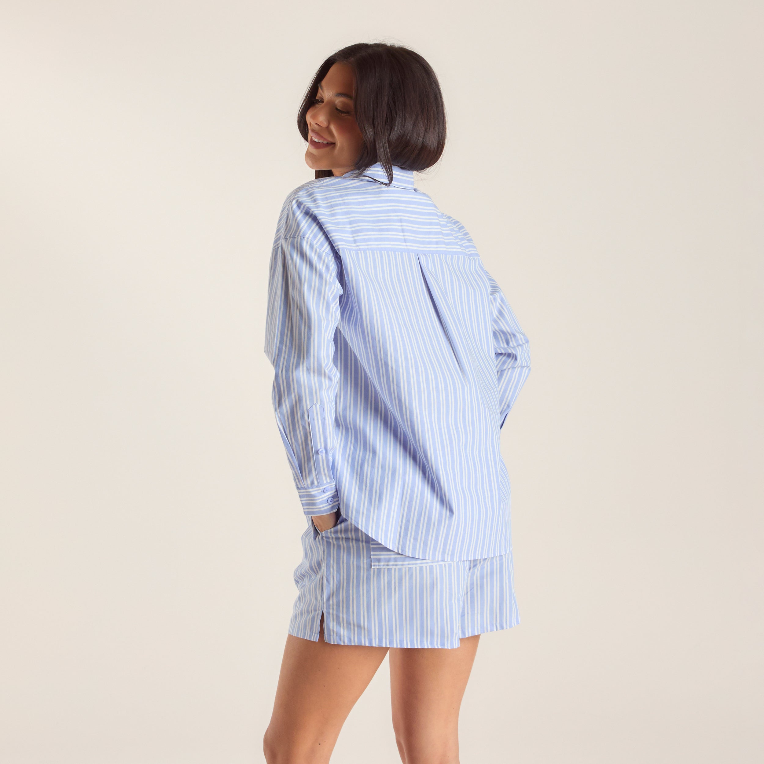 Oversized Pinstripe Skjorta | Oversized Pinstripe Skjorta - Blå