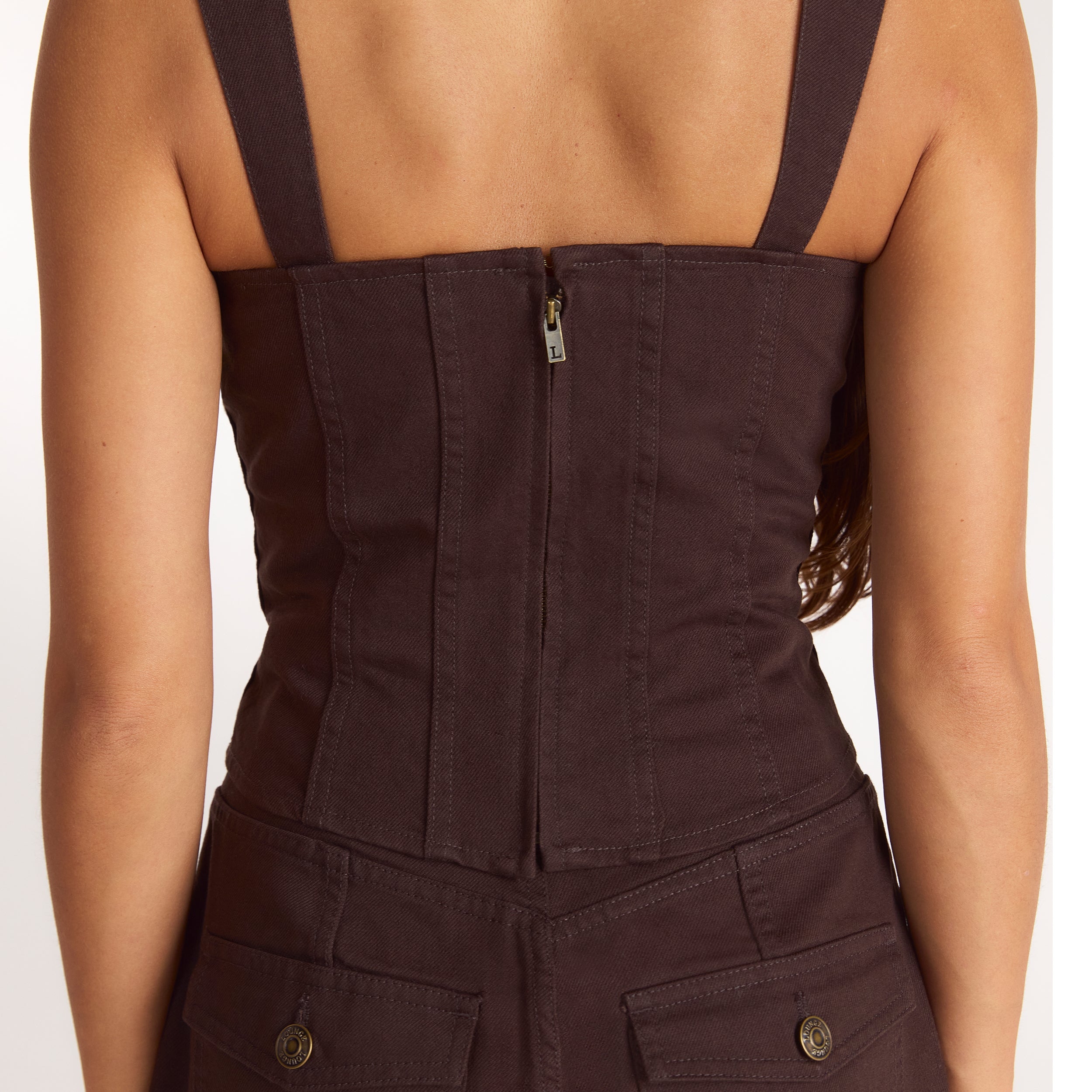 Korsett-topp i denim | Korsett-topp i denim - Choklad