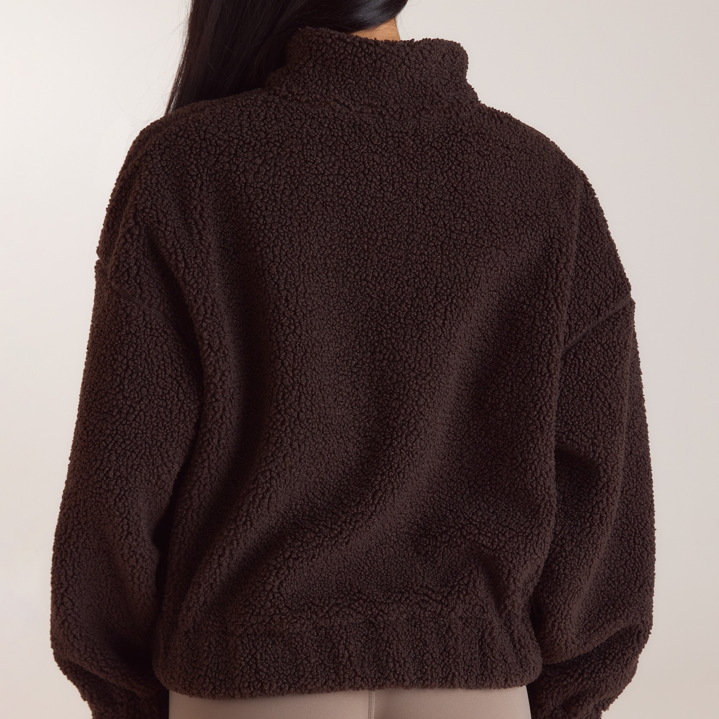 Teddy-Fleece jacka med polo & dragkedja | Teddy-Fleece jacka med polo & dragkedja - Mörk Choklad