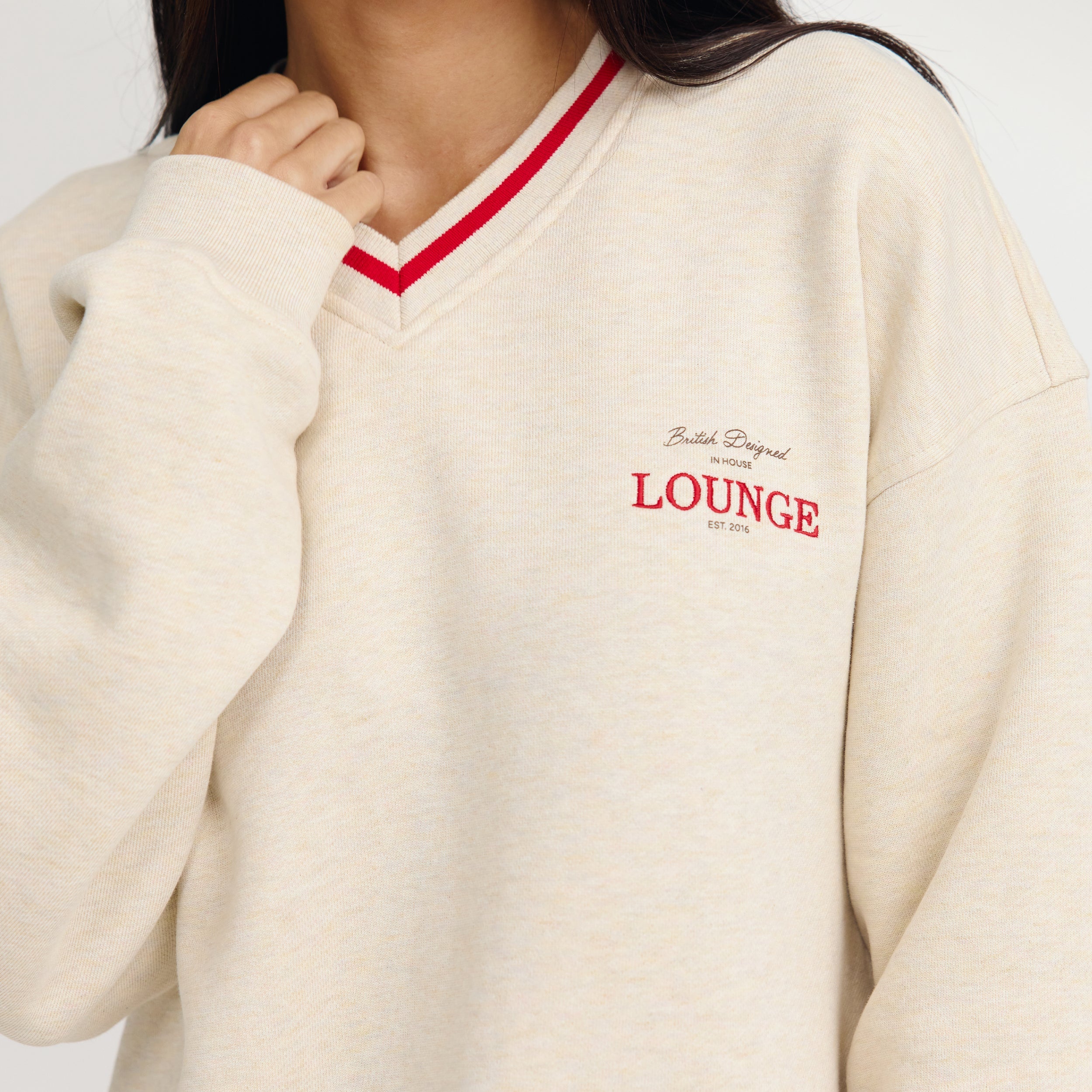 V-Neck Tröja | V-Neck Tröja - Havrefärgad Marl