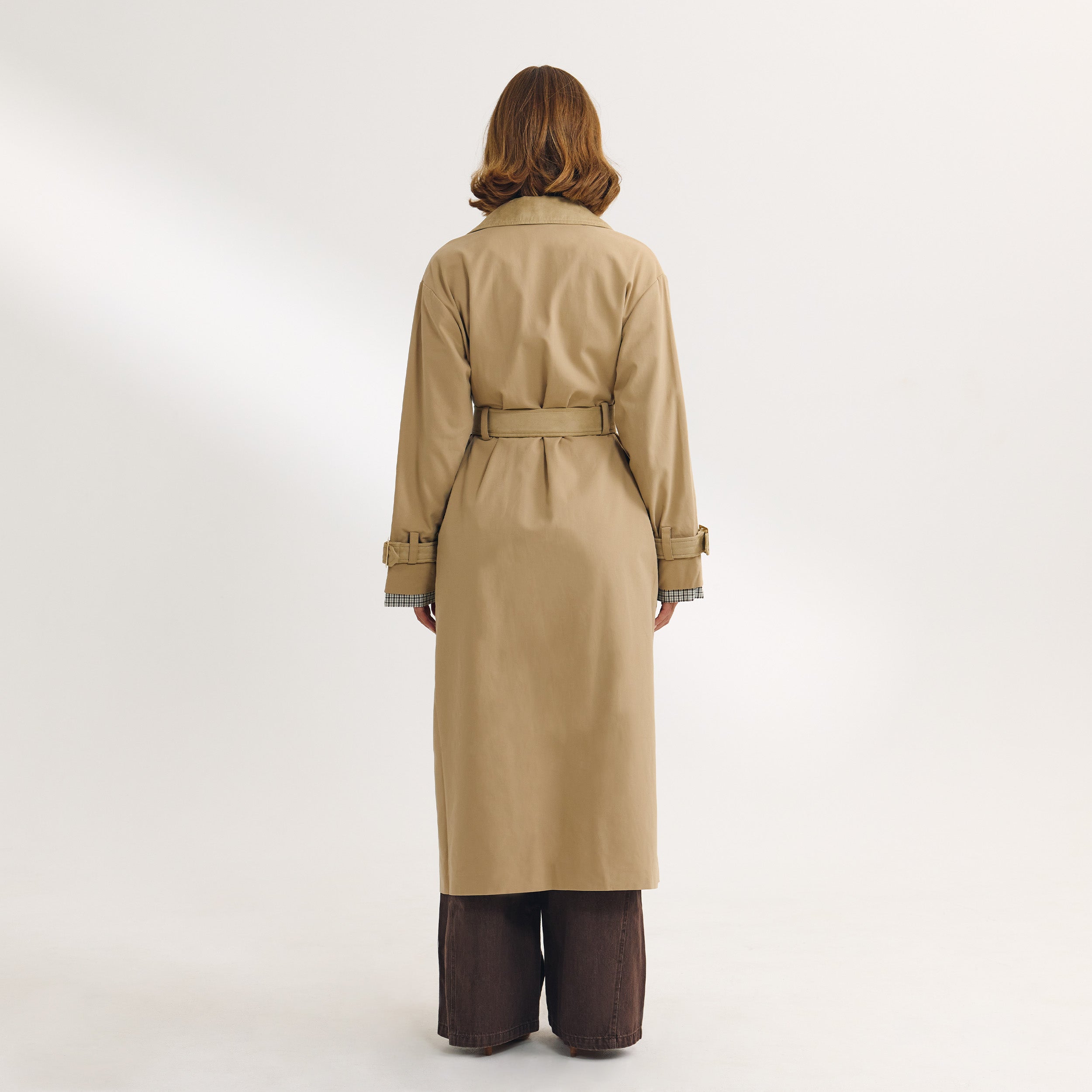 Suedette Trim Trenchcoat | Suedette Trim Trenchcoat - Sandfärgad
