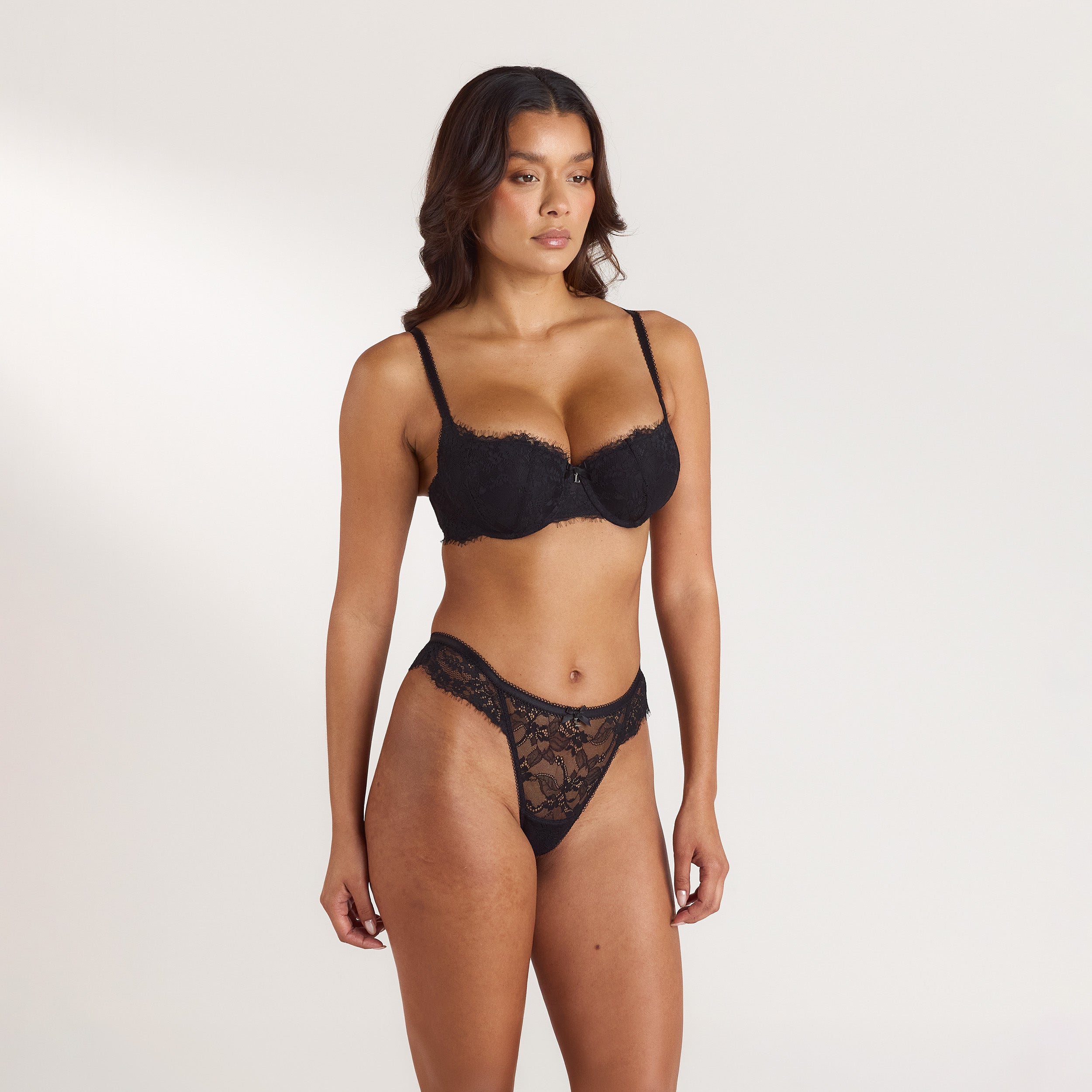 Lace Balconette Extreme Push-Up BH | Lace Balconette Extreme Push-Up BH - Svart