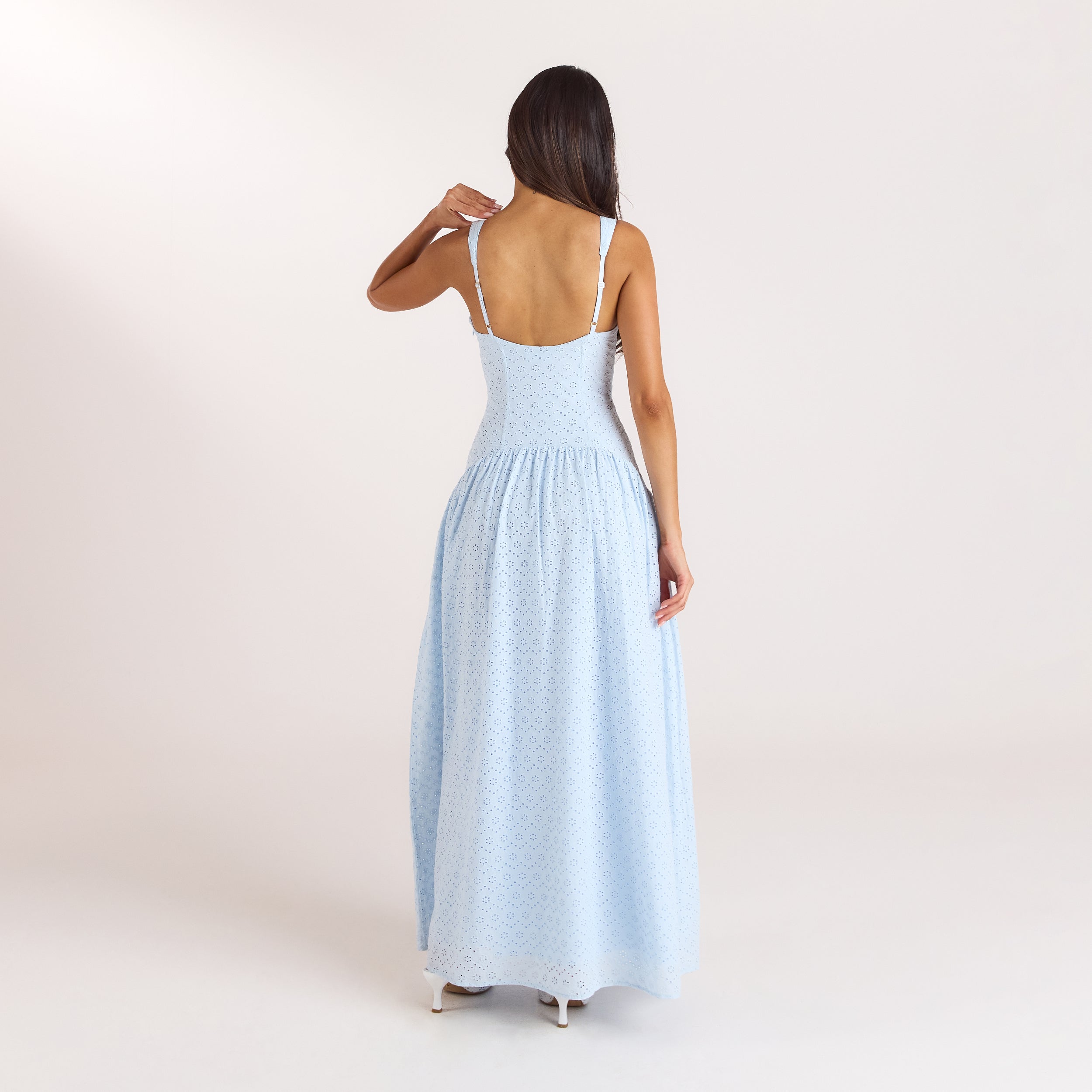 Broderie Maxiklänning | Broderie Maxiklänning - Blå
