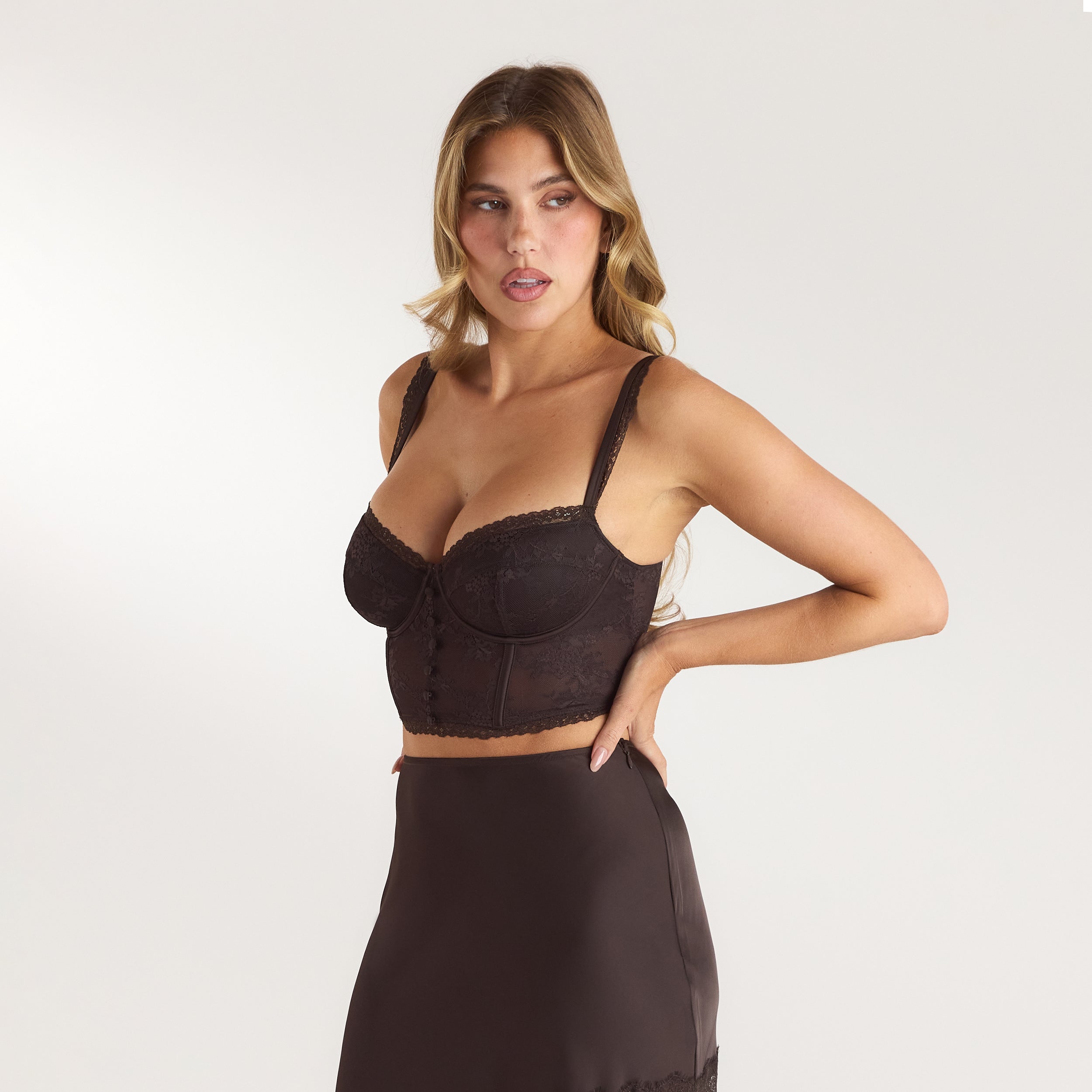 Lace Bralette Top | Lace Bralette Top - Choklad
