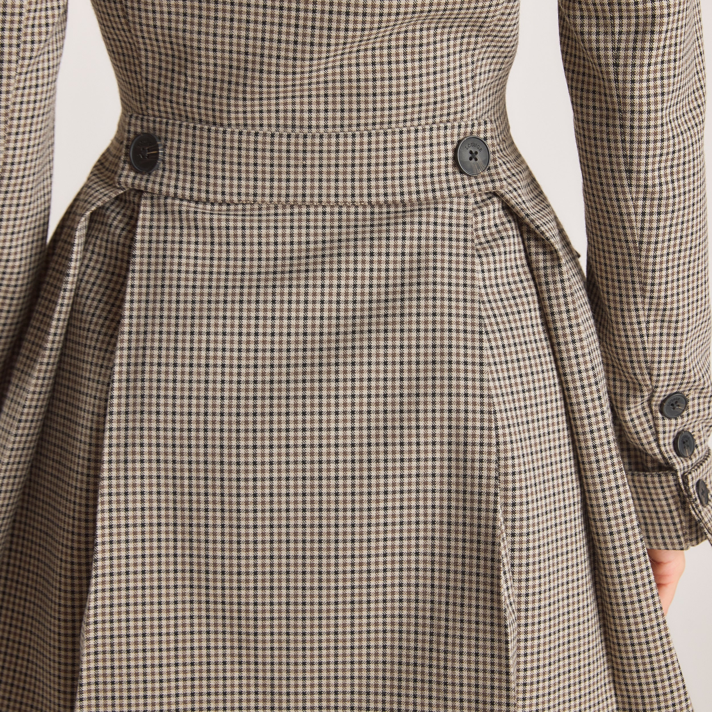 Houndstooth Blazerklänning | Houndstooth Blazerklänning - Brun