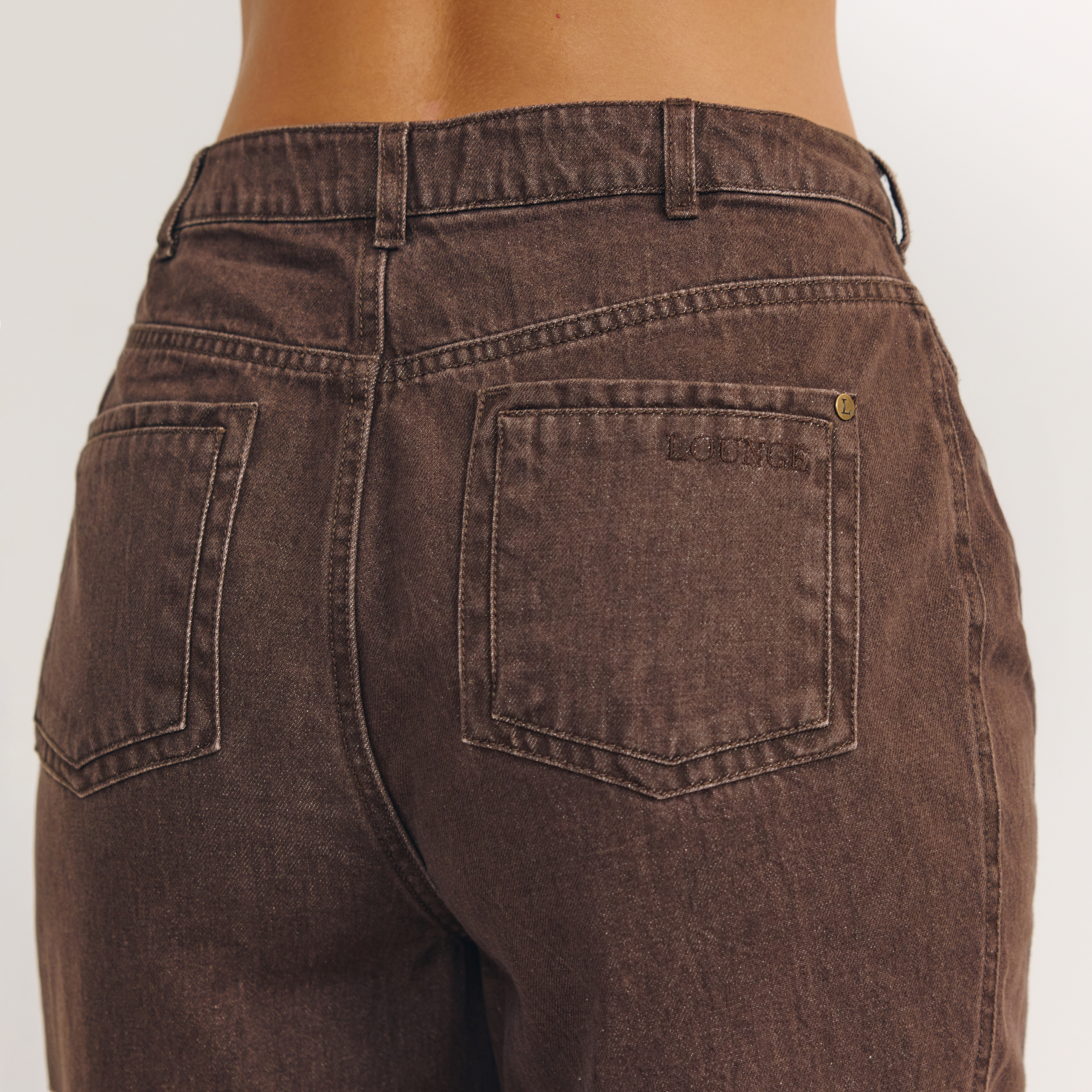 Jeans med låg midja och vida ben | Jeans med låg midja och vida ben - Espresso