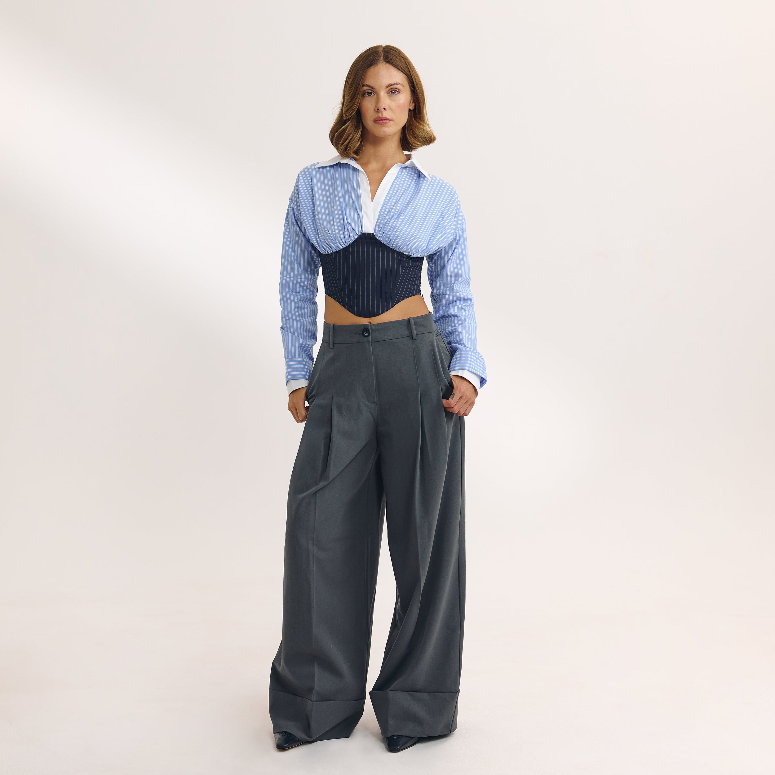 Långärmad Korsettskjorta | Långärmad Korsettskjorta - Blå