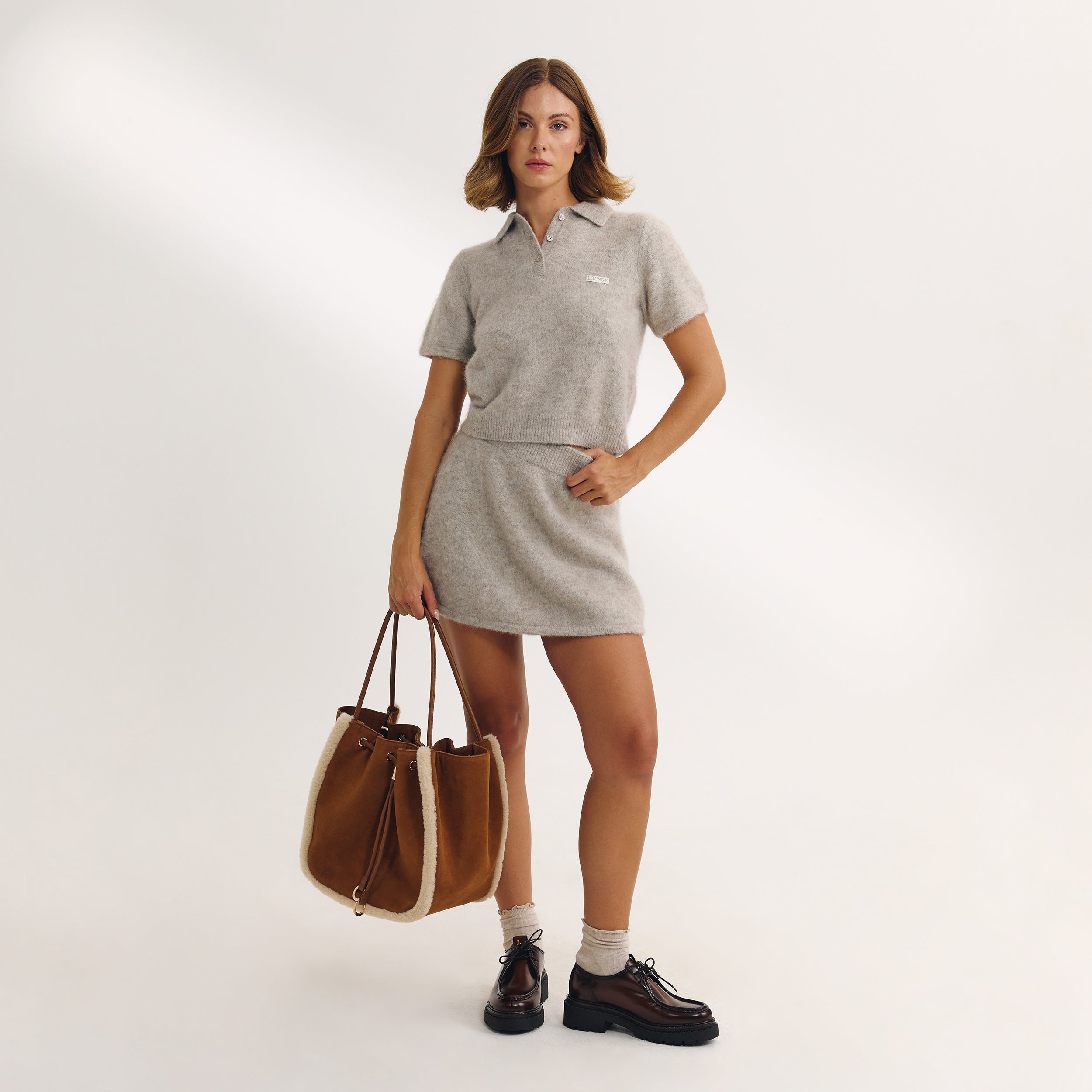 Stickad Minikjol | Stickad Minikjol - Minkfärgad