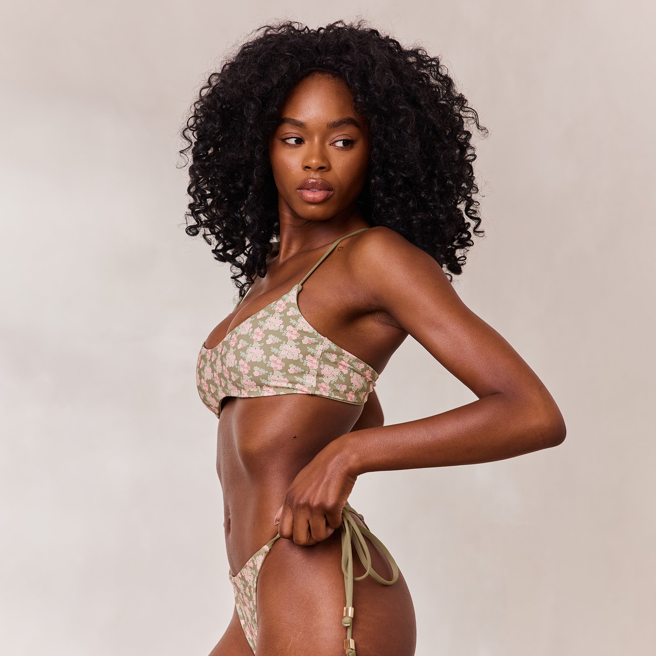 Vändbar Bralette Bikinitopp | Vändbar Bralette Bikinitopp - Grön/Blommig