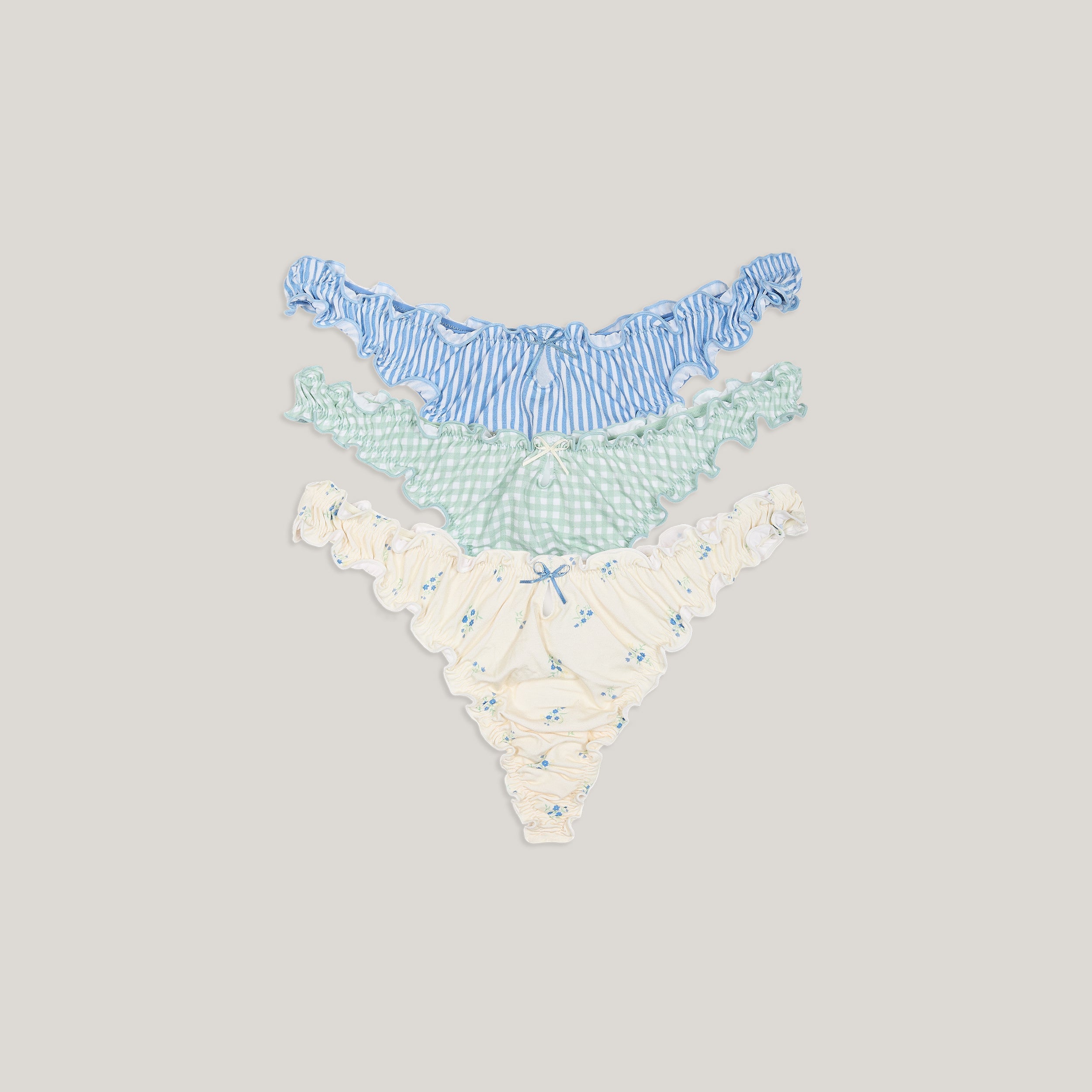 Bamboo Scrunchie Stringtrosor (3-pack) - Multi