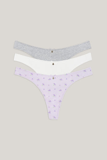 Cotton Kisses Stringtrosor (3-pack) - Lila Print