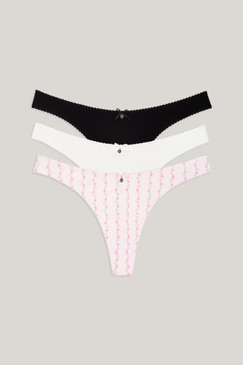 Cotton Kisses Stringtrosor (3-pack) - Rosa Print