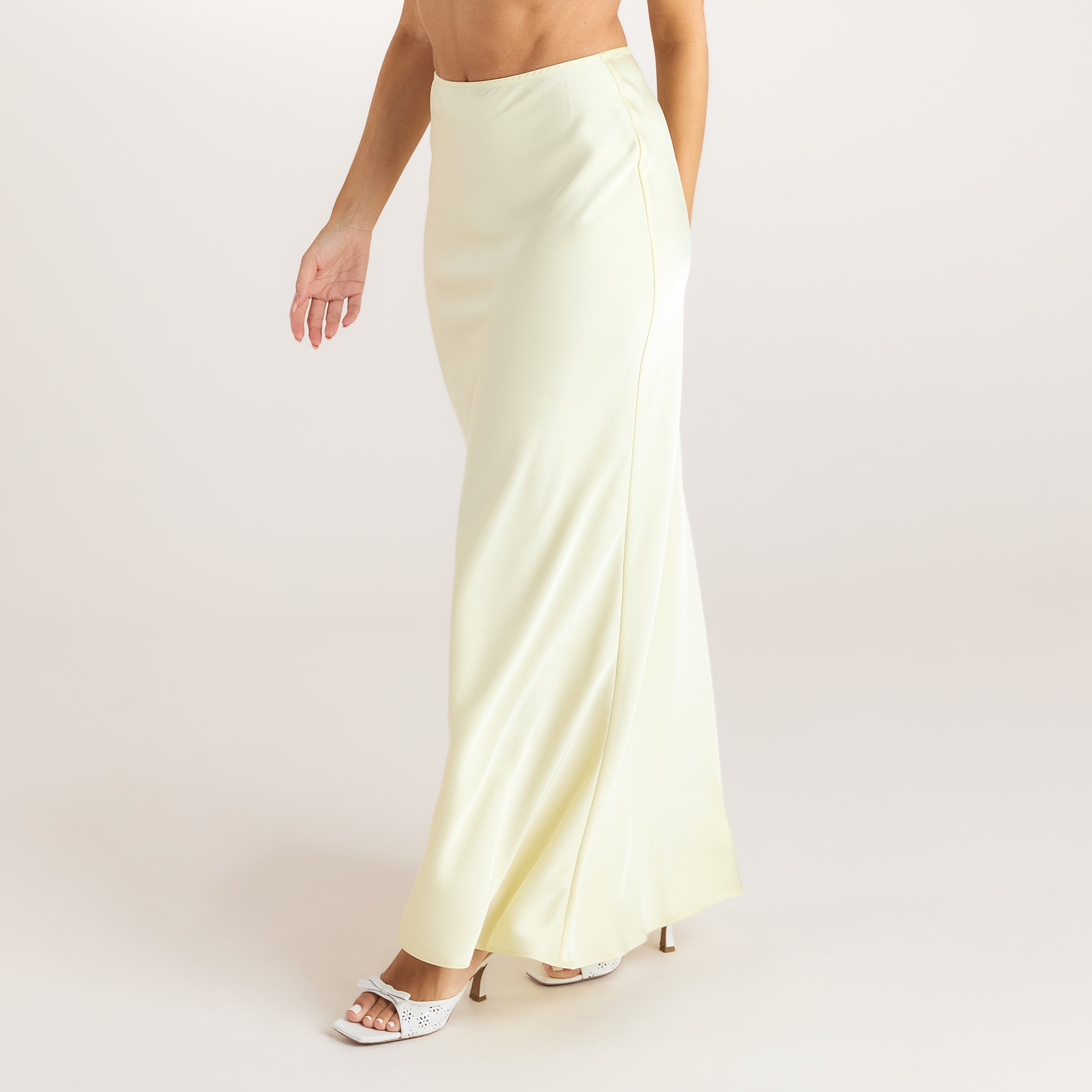 Satin Fitted Maxikjol | Satin Fitted Maxikjol - Citrongul