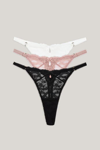 Lace Stringtrosor (3-pack) - Neutral